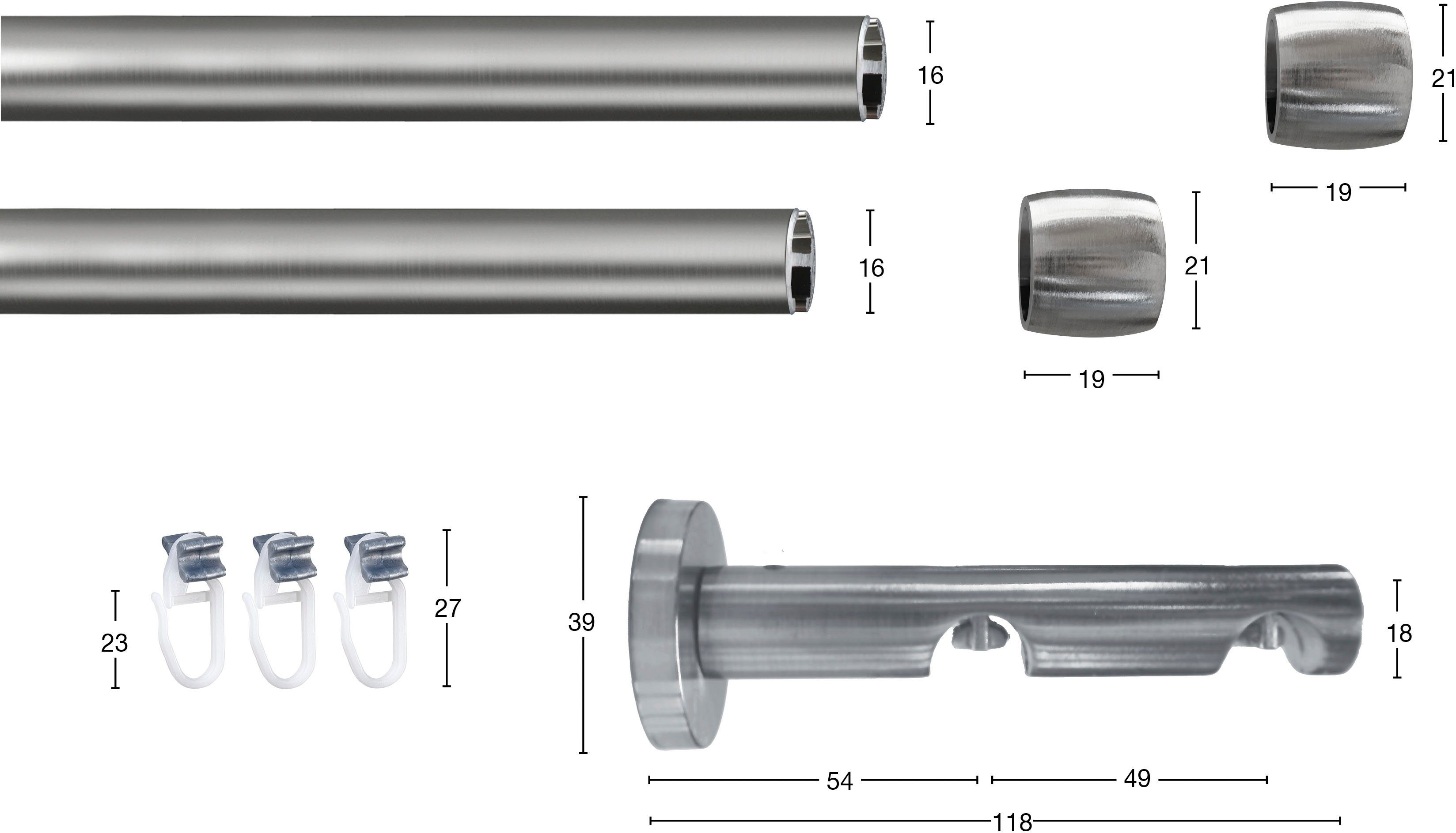 Gardinenstange »Kappe«, GARESA, Ø 1,6 mm, 2-läufig, Wunschmaßlänge, Innenlauf-HomeTrends