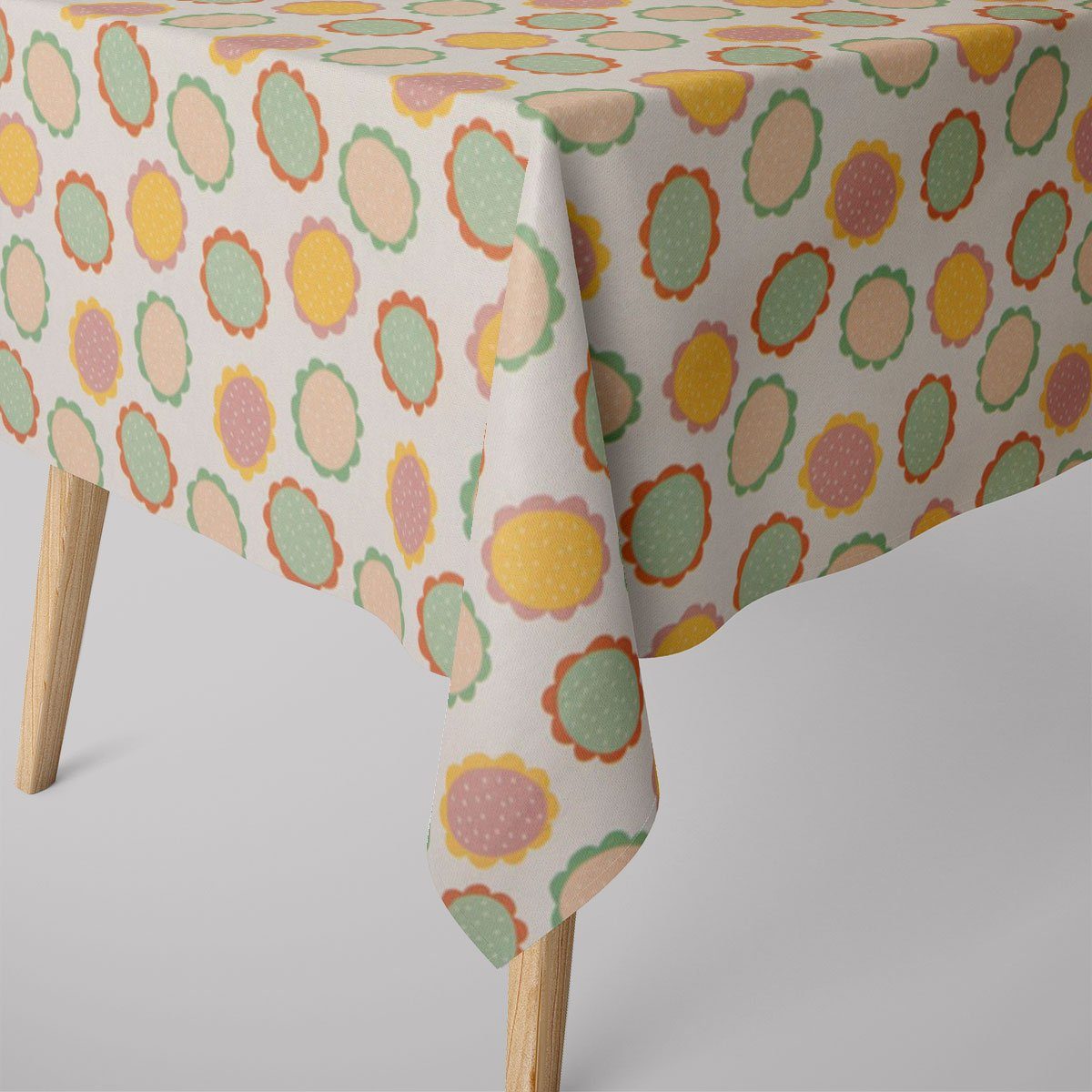 SCHÖNER LEBEN. Tischdecke SCHÖNER LEBEN. Tischdecke wollweiß mit Blumen Blüten bunt, handmade