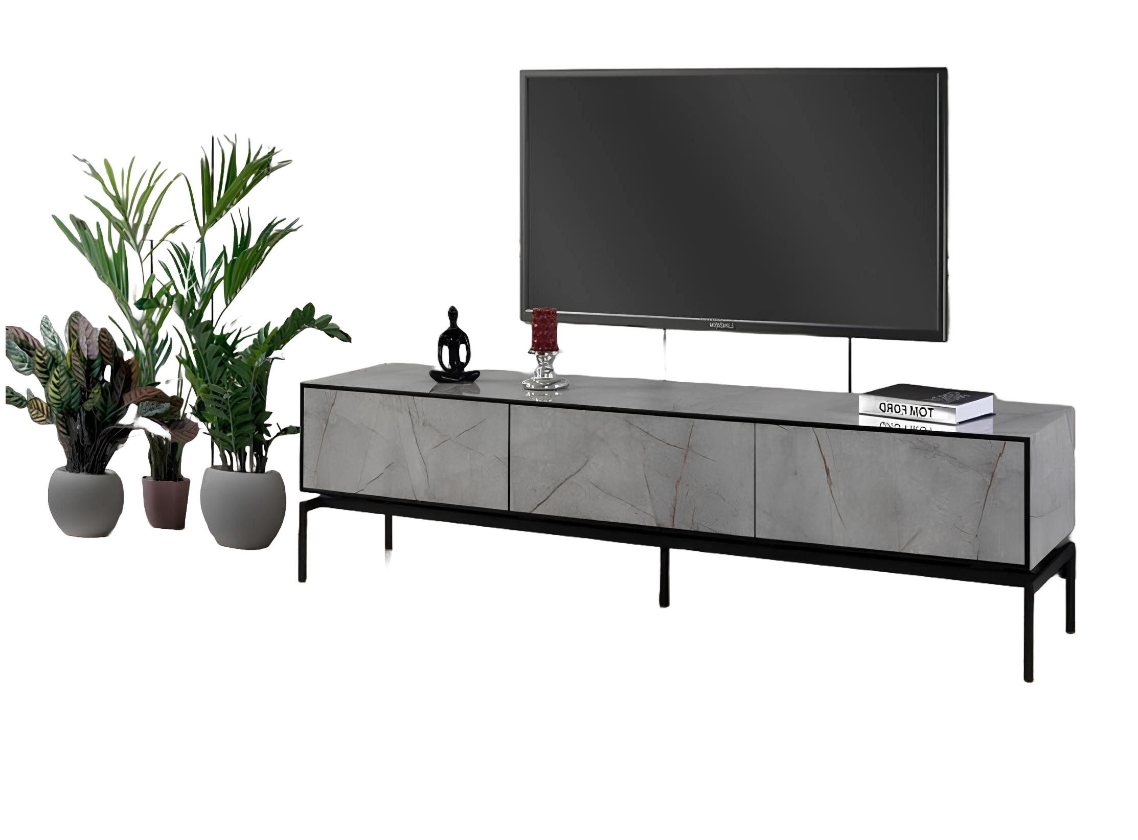 Xlmoebel TV-Board Modernes TV-Board aus Holz in elegantem Grau mit Stauraum (1 St., RTV Lowboard), Hergestellt in Europa
