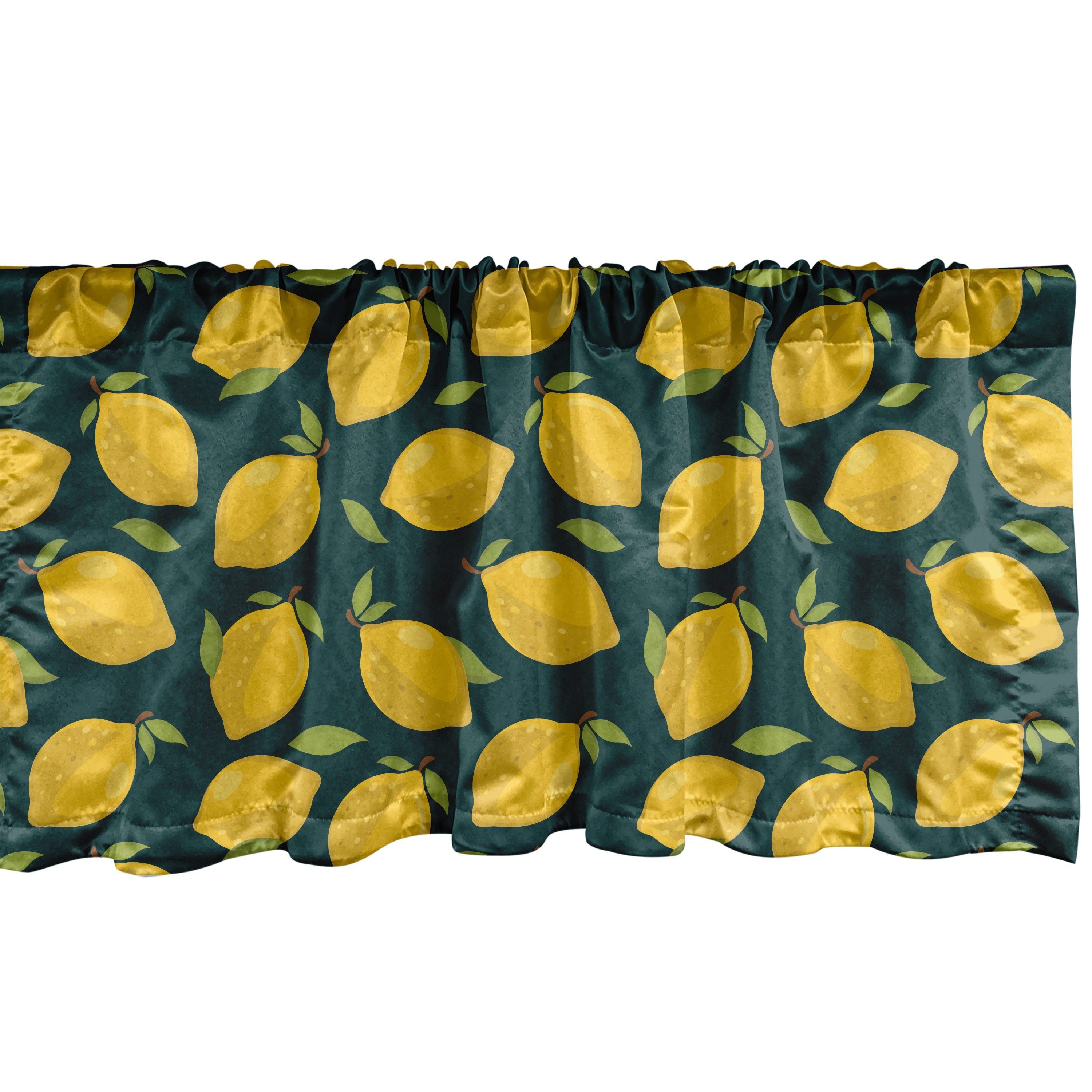 Scheibengardine Vorhang Volant für Küche Schlafzimmer Dekor mit Stangentasche, Abakuhaus, Microfaser, Zitronen Citrus Cartoon mit Blättern