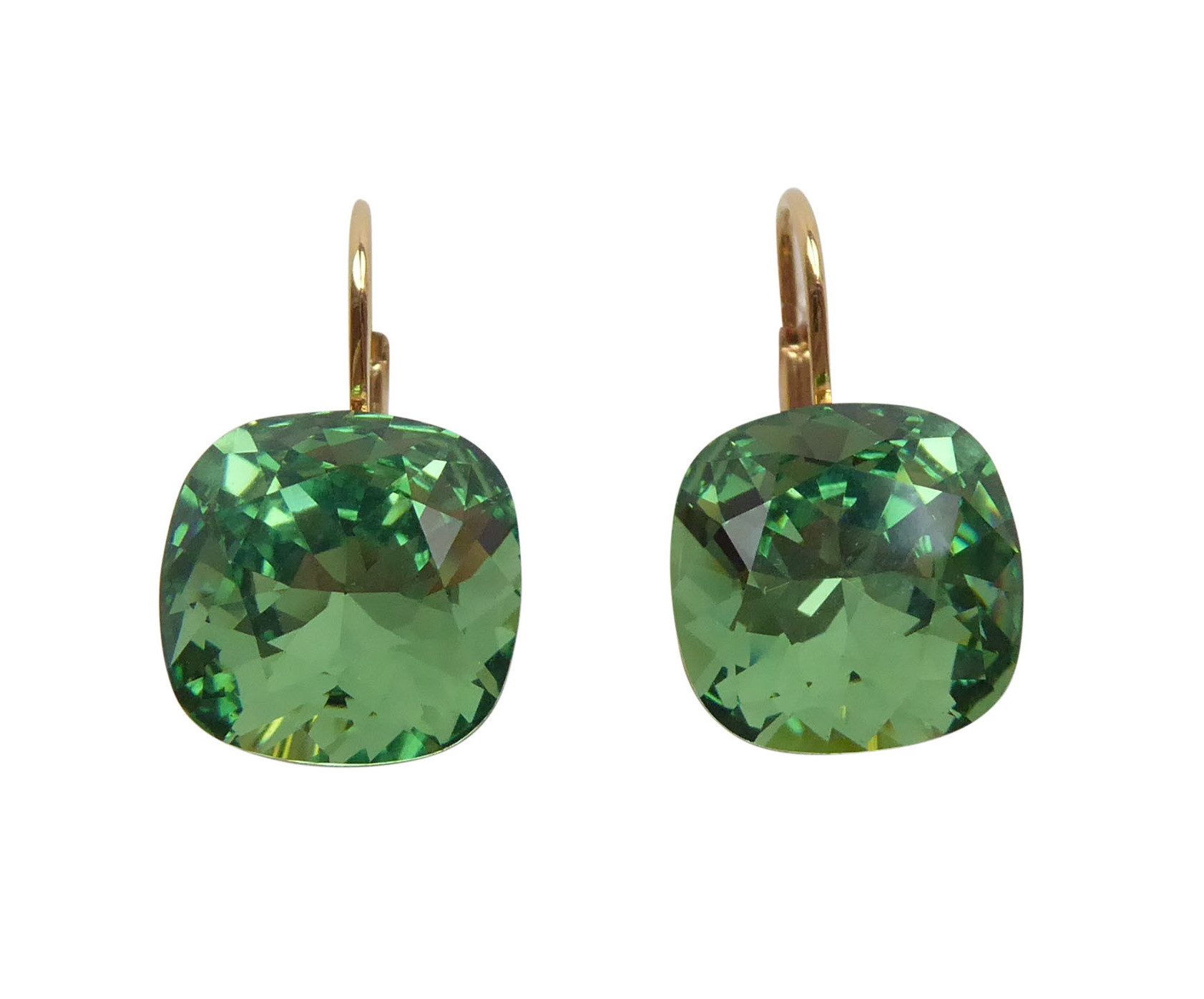 Mugello Paar Ohrhänger Romy grün vergoldet modern klassisch Alltag elegant, Handgefertigter Modeschmuck, made in Germany