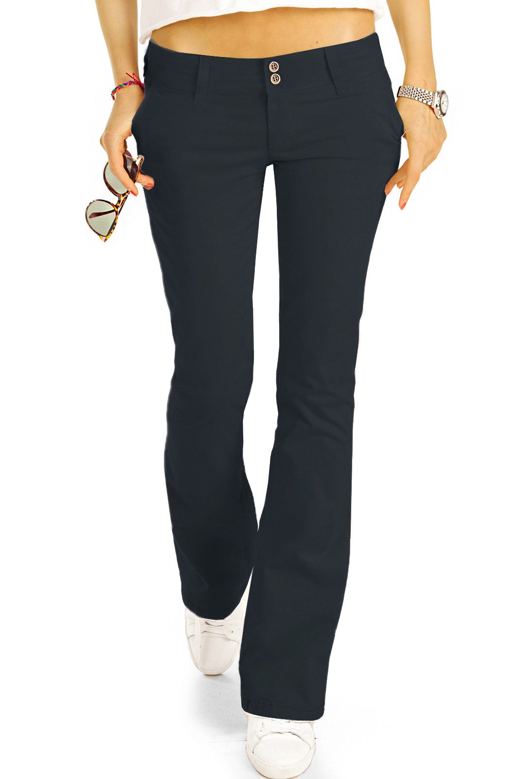 be styled Stoffhose Hüfthosen Damen Bootcut Chinohosen aus Baumwolle - B-7
