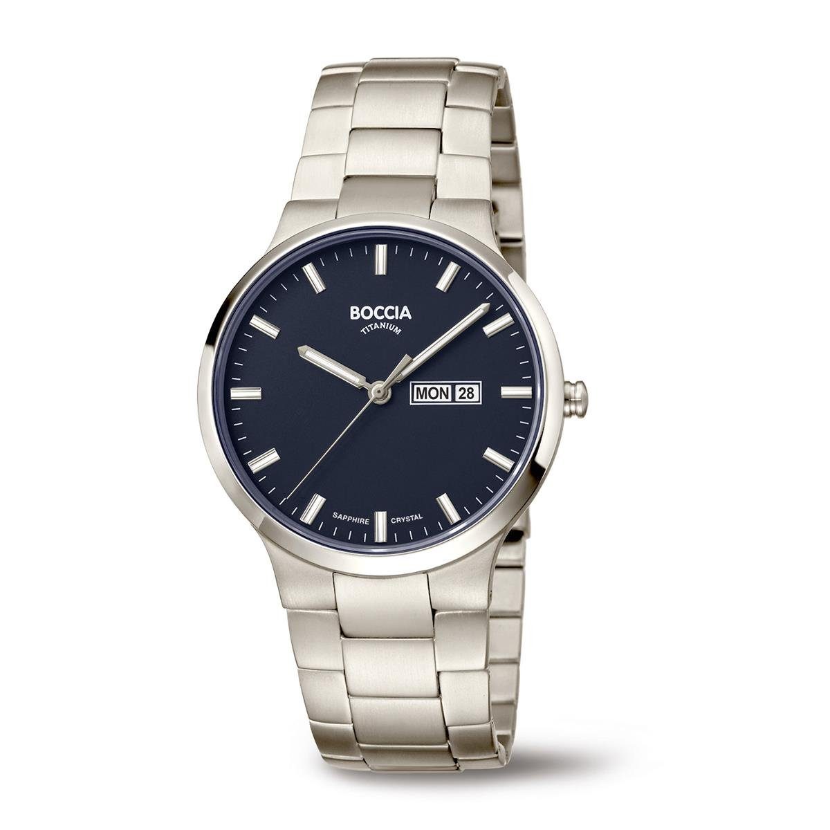 Quarzuhr Boccia Herrenarmbanduhr 3649-02 Titan Classic schwarz