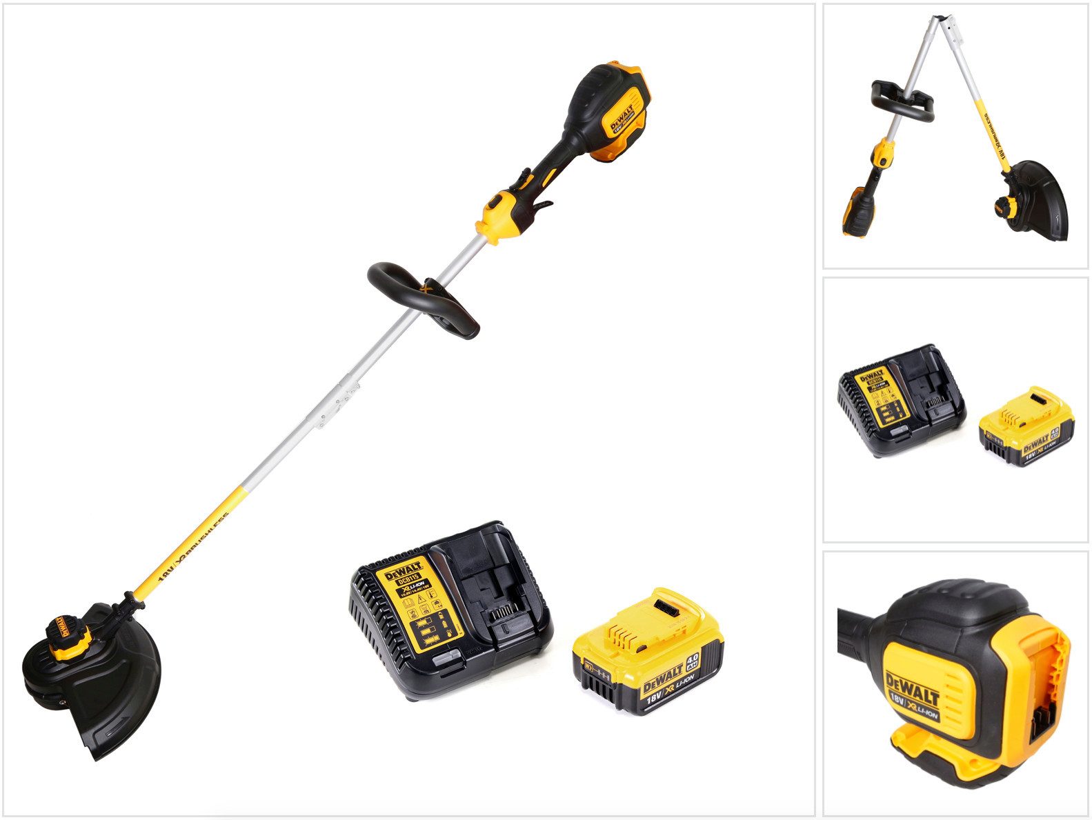 DeWalt Akku-Rasentrimmer DCM 561 PBS 18 V Brushless + 1x Akku 4,0 Ah + Ladegerät