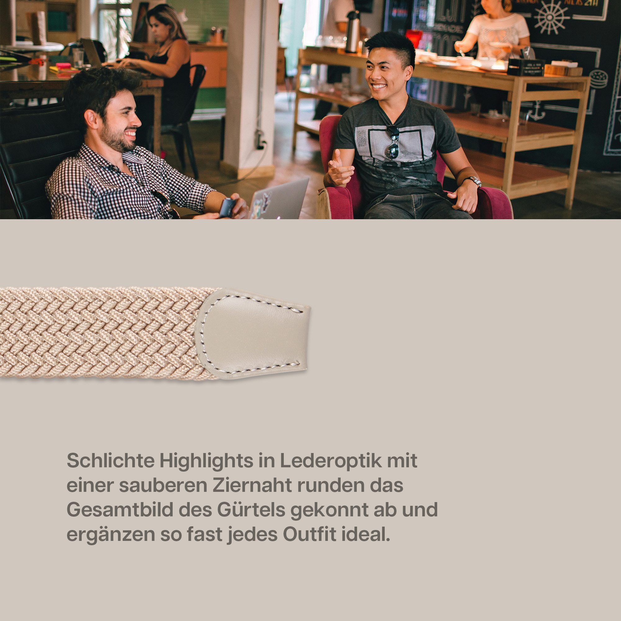 hemmy Fashion Stoffgürtel dehnbar elastisch (2-St) ohne Löcher, stufenlos, viele verschiedene Farben/Designs