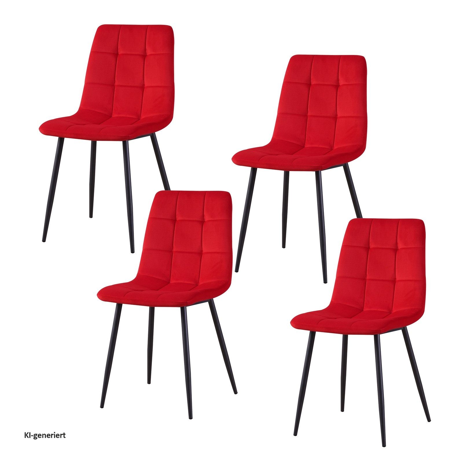 HTI-Living Polsterstuhl Esszimmerstuhl 4er Set Rot Mesa (Set, 4 St), Küchenstuhl mit Samtbezug