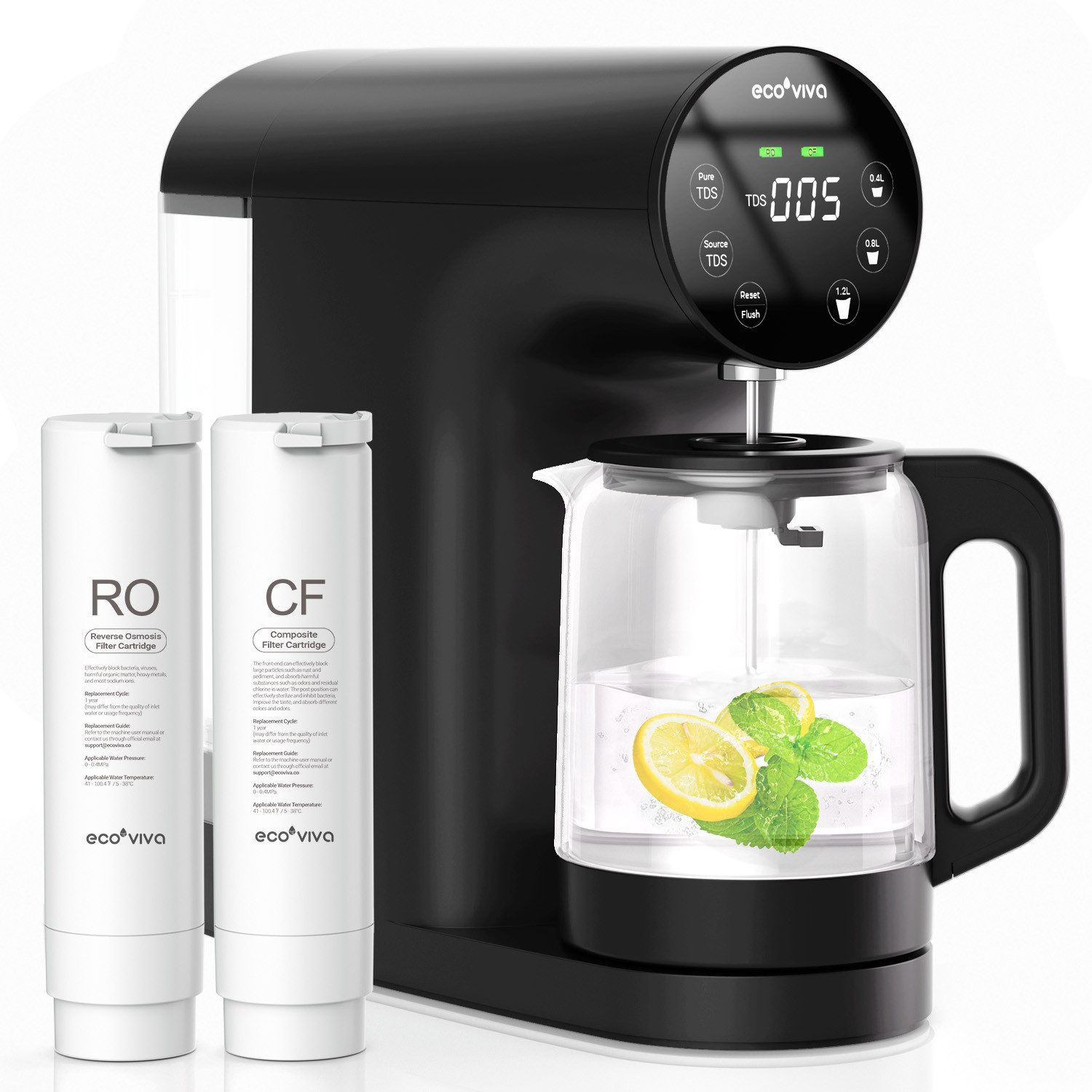 Ecoviva Wasserfilter 200G Osmoseanlage Trinkwasser, Zubehör für 6-stufige Filtration Umkehrosmoseanlage, TDS-Reduzierung, Geeignet für Wohnungen, Büros, Wohnmobile usw.