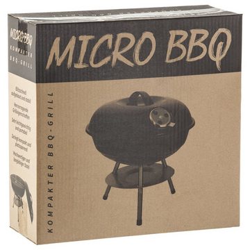 Goods+Gadgets Standgrill BBQ Grill Mini Kugelgrill, Camping Holzkohle-Grill Tischgrill