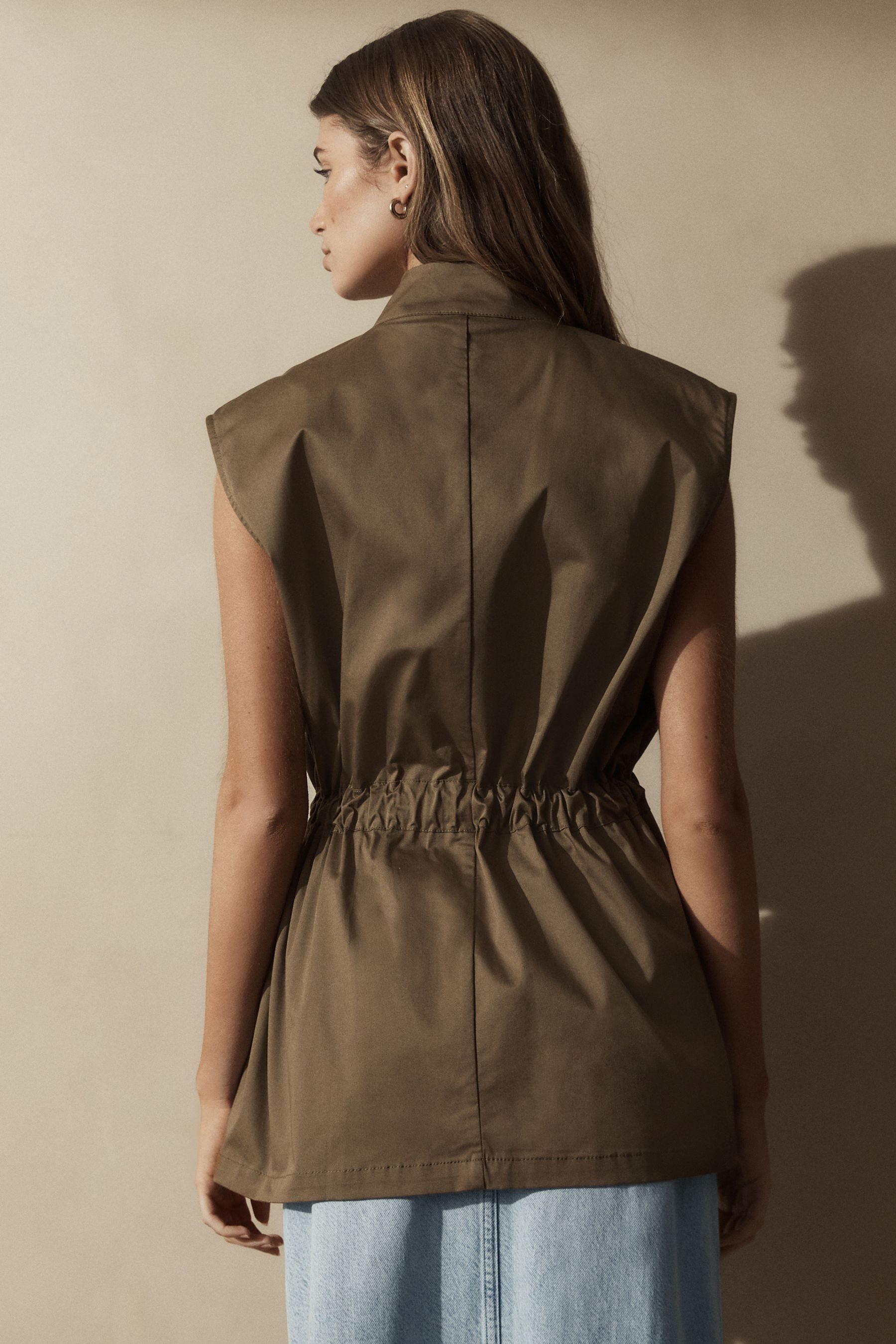 Next Longweste Ärmellose Baumwolljacke im Utility-Stil günstig online kaufen