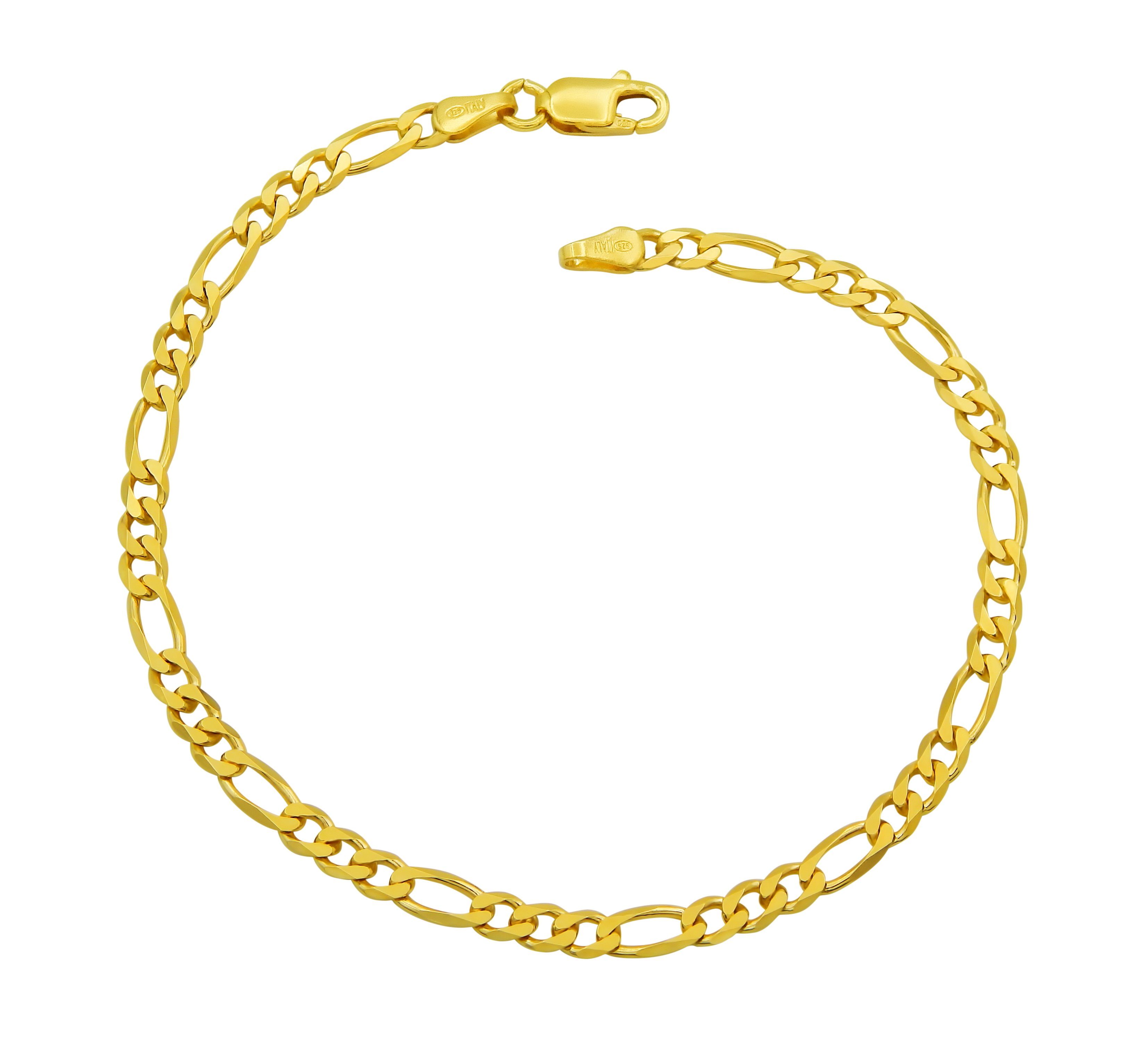 Kauf-mich-weg by Bella Länge Silberarmband Sterling vergoldet T - breit, 3,5mm 21cm wählbar Silber Armband 17 925 Figaro
