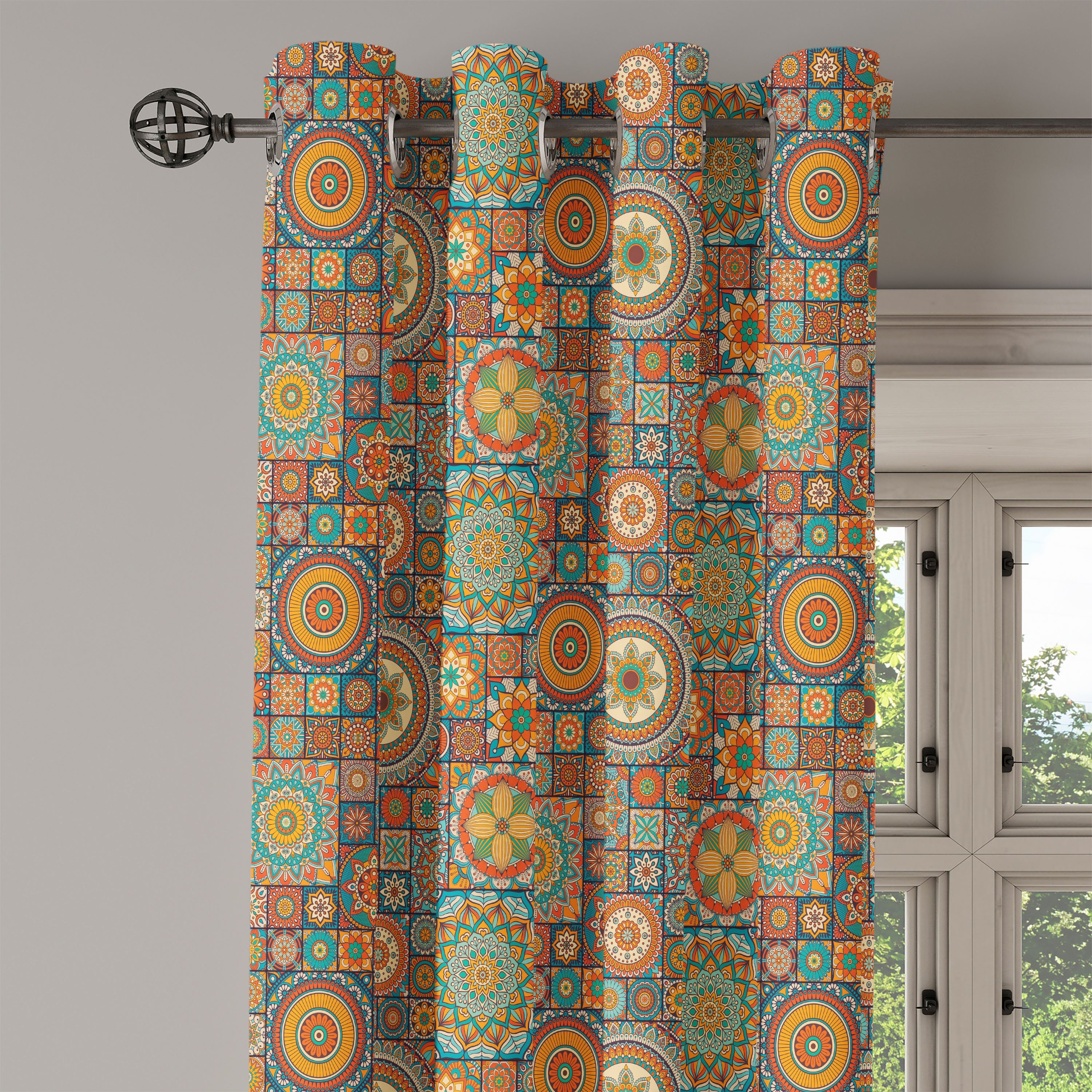 Dekorative Abakuhaus, Wohnzimmer, Eastern marokkanisch Gardine für Old 2-Panel-Fenstervorhänge Folkloric Schlafzimmer
