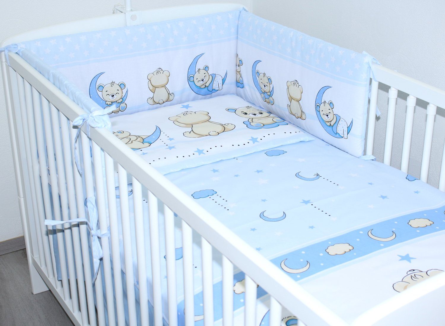Babybettwäsche 3 teiliges Baby Bettset mit Bettwäsche und Nestchen für Bett 70x140 cm