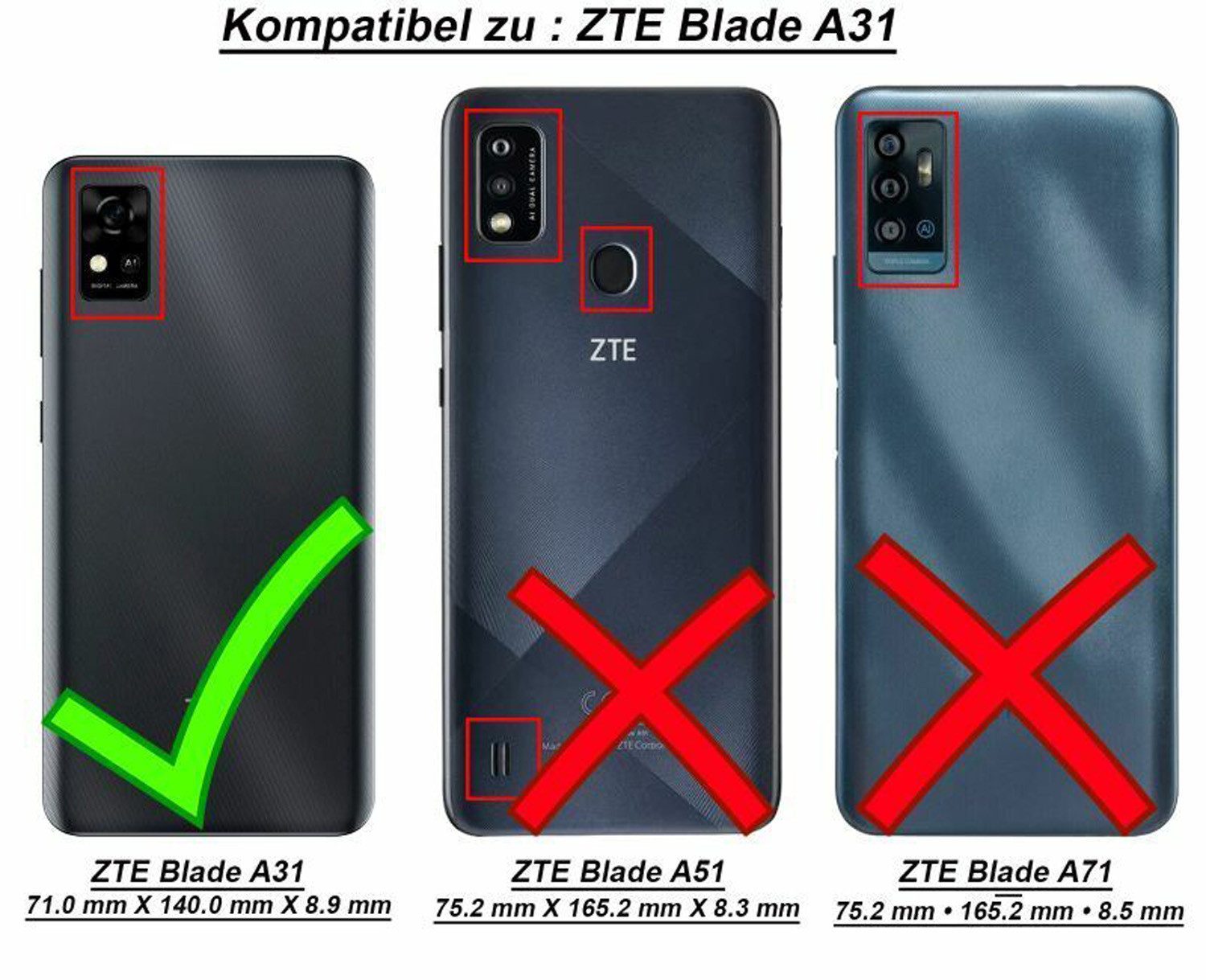 betterfon Handyhülle Handytasche für ZTE Blade A31 Klapphülle Lila, Wallet Case mit Kartenfächern Magnetverschluss und weicher Innenhülle