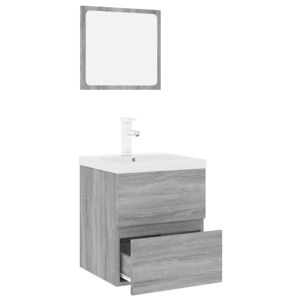 vidaXL Badezimmer-Set Badmöbel-Set Grau Sonoma Holzwerkstoff, günstig online kaufen