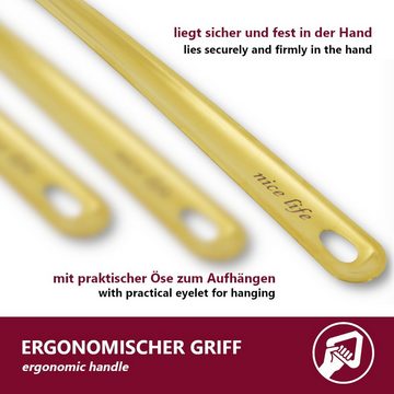 HOOZ Kochbesteck-Set 6-Teiliges Küchenutensilien Set Edelstahl goldfarben (Set, 6-tlg., rostfrei), Suppenkelle, Pfannenwender, Schaum-, Spaghetti-, Servierlöffel