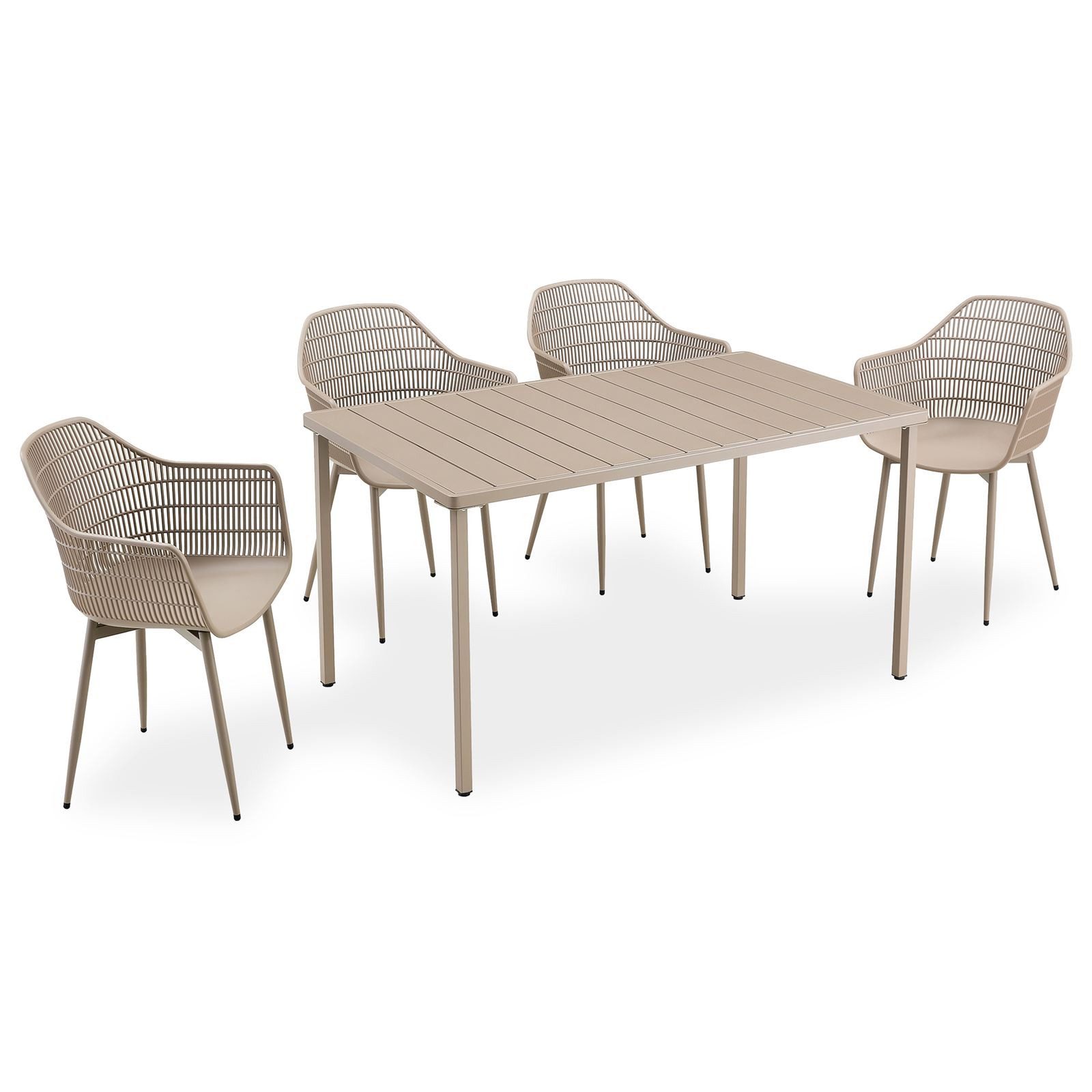 IDIMEX Garten-Essgruppe MARGHERITA, Gartenmöbelset für 4 Personen, wetterfester Materialmix Champagner