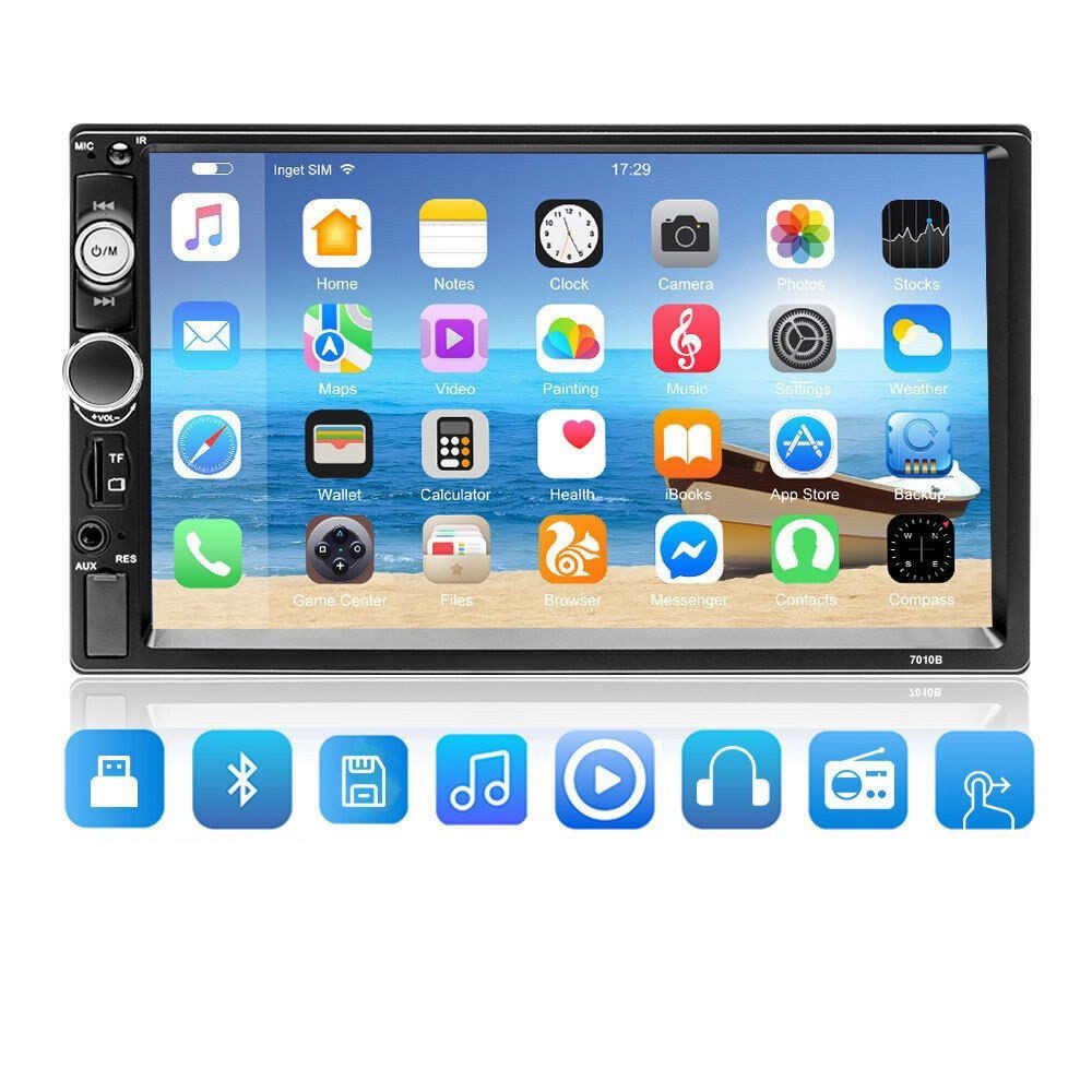 Hikity 2 Din Autoradio Bluetooth 7" Bildschirm Touchscreen mit Fernsteuerung Autoradio (Bluetooth/AUX/TF, Android/iphone-Spiegel-Link)