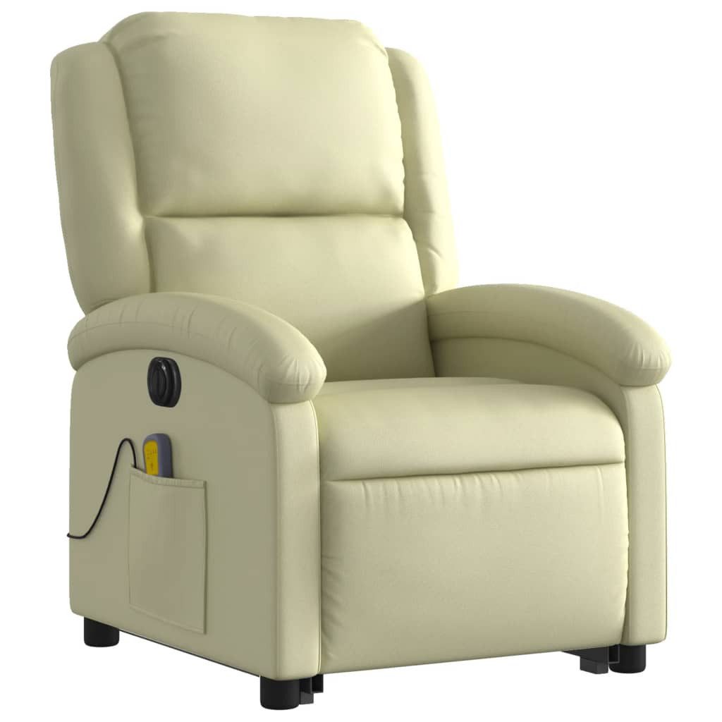 vidaXL Sessel Massagesessel mit Aufstehhilfe Elektrisch Creme Echtleder (1-St)