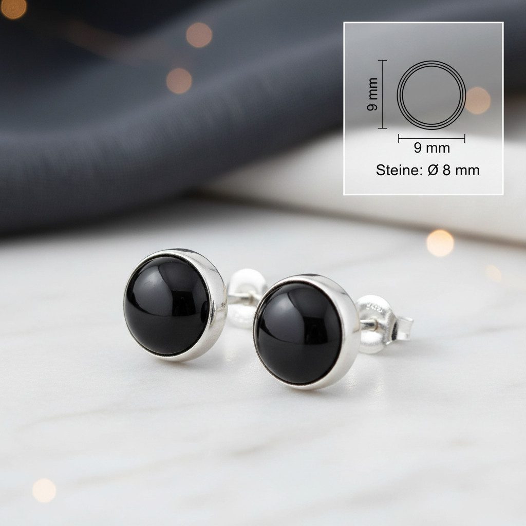 mantraroma Paar Ohrstecker SAMA rund groß aus 925 Silber mit Onyx (Paar, Pa günstig online kaufen
