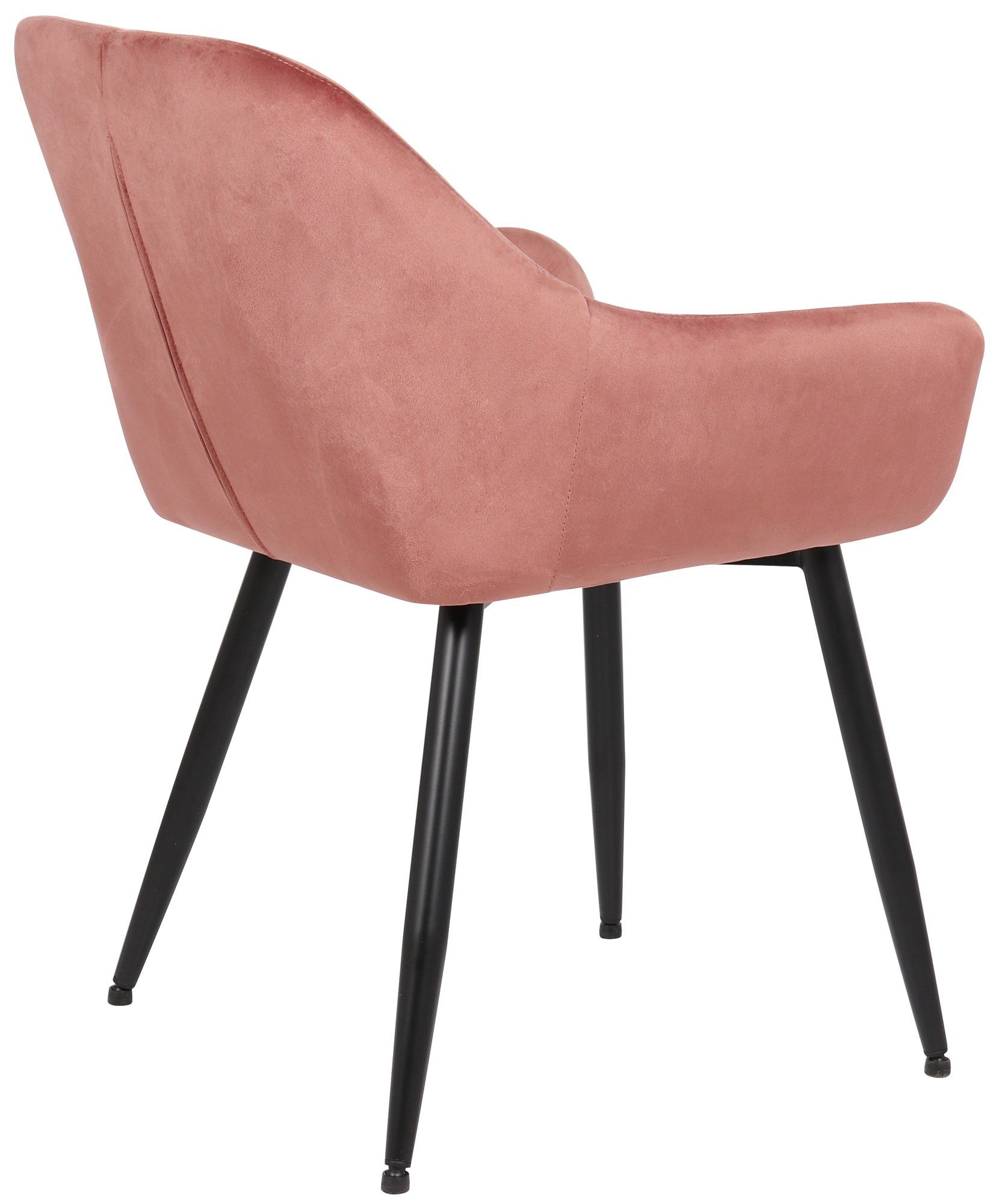 Samt schwarz TPFLiving Besucherstuhl Esszimmerstuhl Gestell: Konferenzstuhl Sitzfläche Metall (Küchenstuhl hochwertig - mit Wohnzimmerstuhl), - matt Emil Sitzfläche: - - rosa gepolsterter