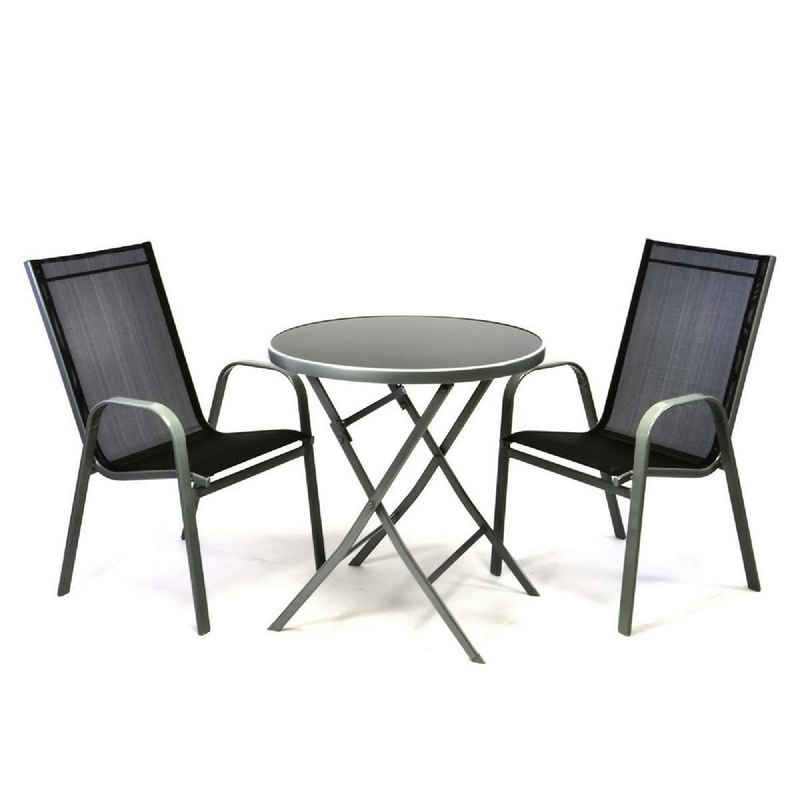 VCM Garten-Essgruppe 3-tlg. Set Gartenmöbel Sitzgruppe Tisch Stuhl, (3-tlg)