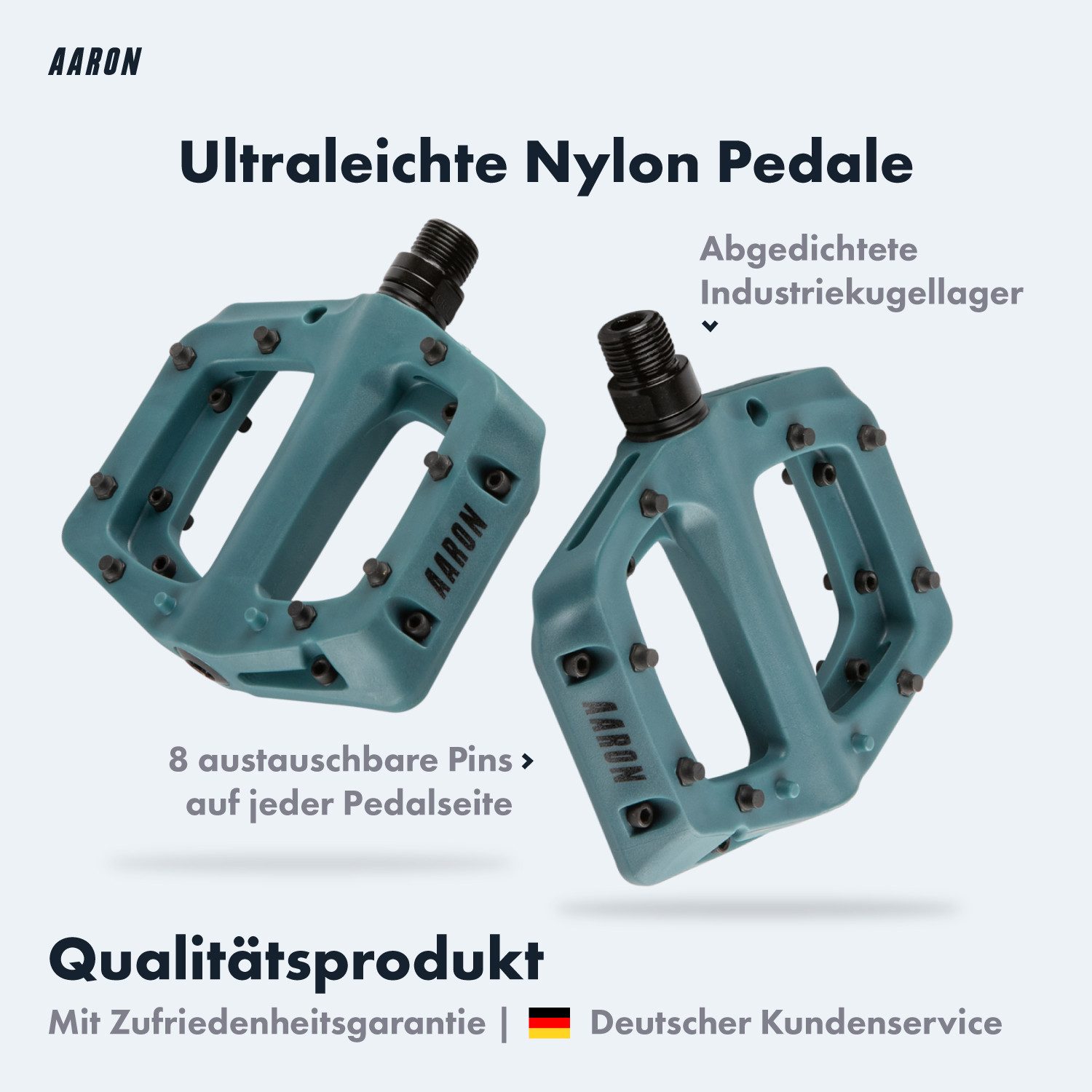 AARON Fahrradpedale Dirt MTB Pedale Ultraleicht Nylon mit austauschbaren Pins 9/16"