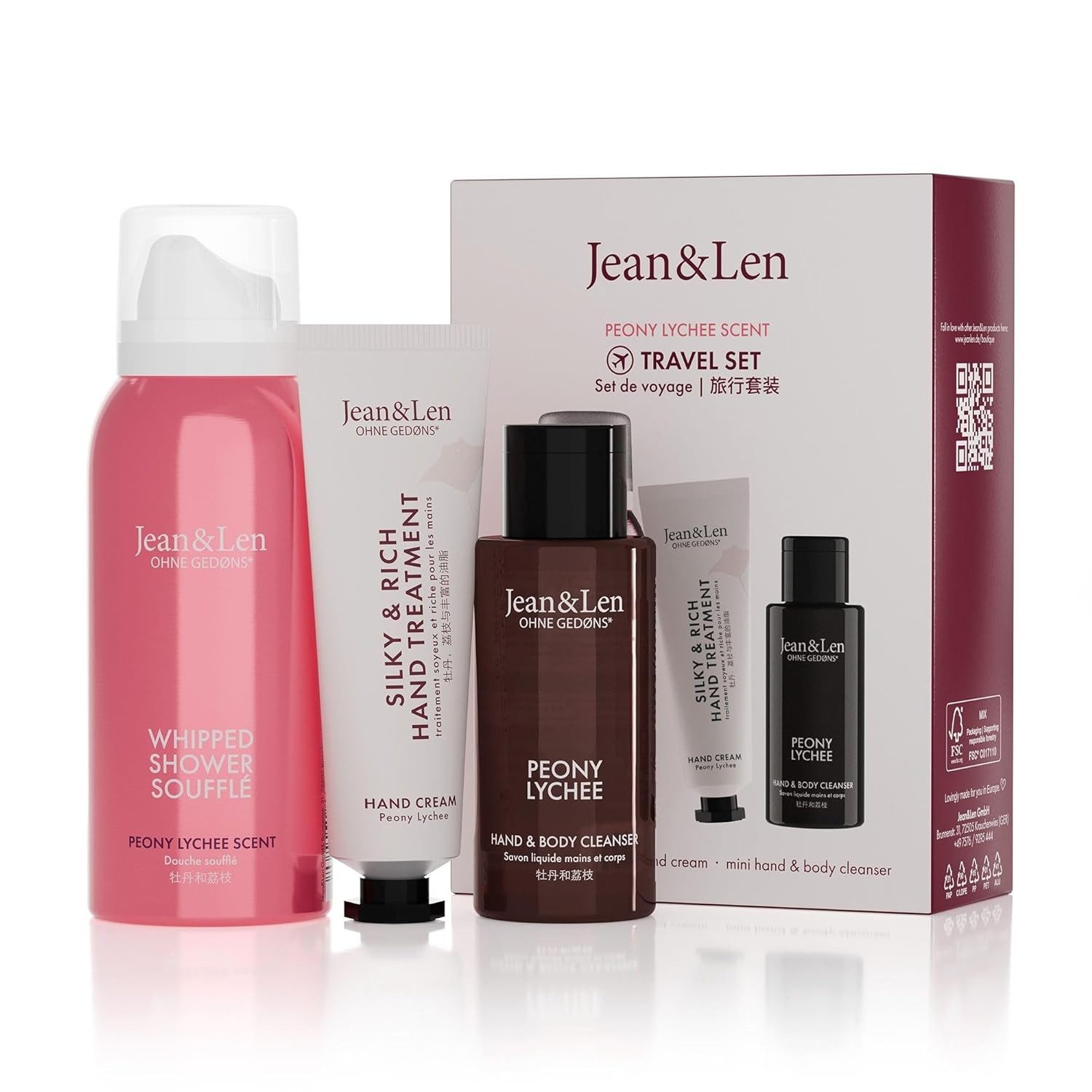 Jean & Len ohne Gedons* Pflege-Geschenkset Travel Set, Geschenk oder Mitbringsel, Produkte für Körper und Geist, Travel Set