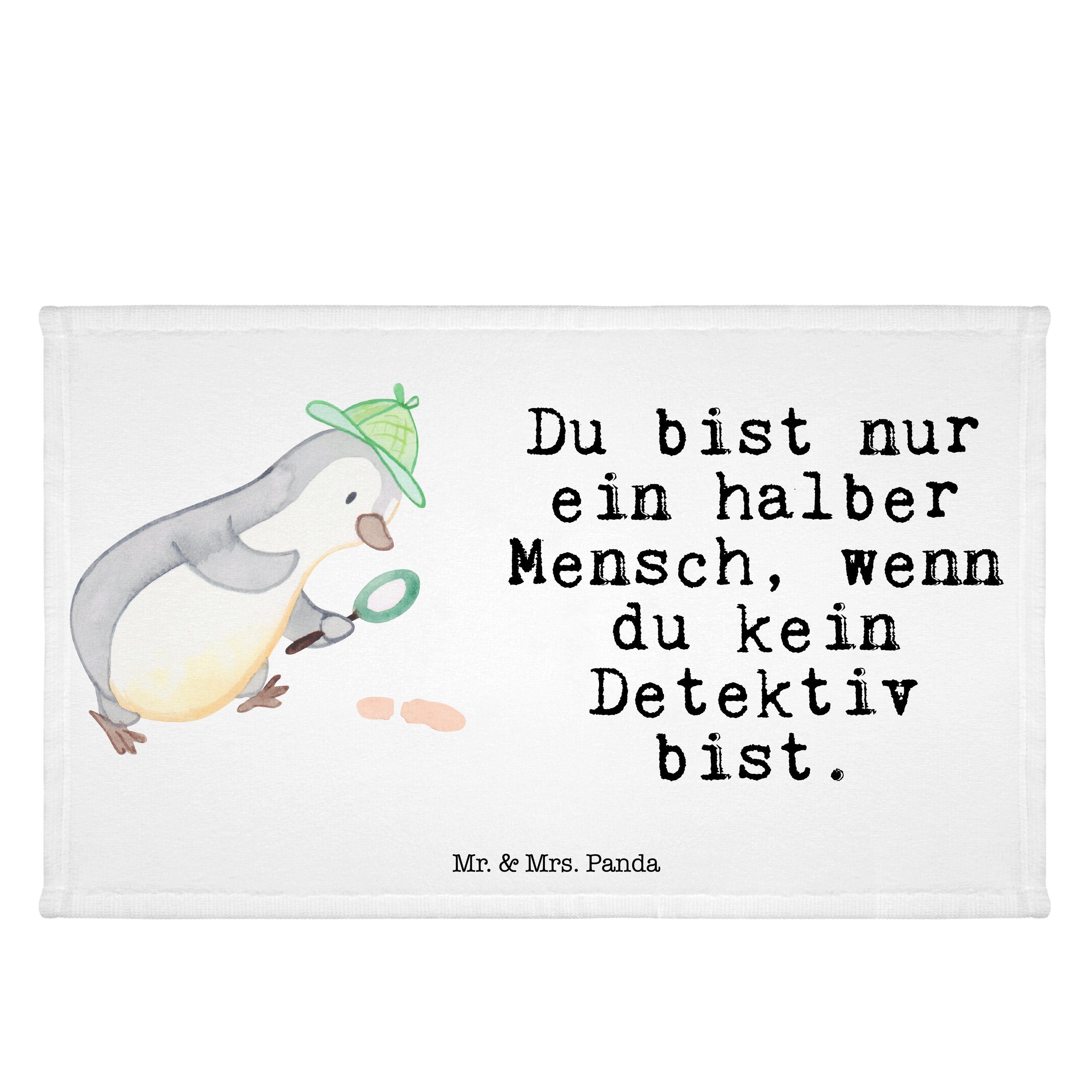 Mr. & Mrs. Panda Handtuch Detektiv mit Herz - Weiß - Geschenk, Privatdetektei, Arbeitskollege, (1-St)