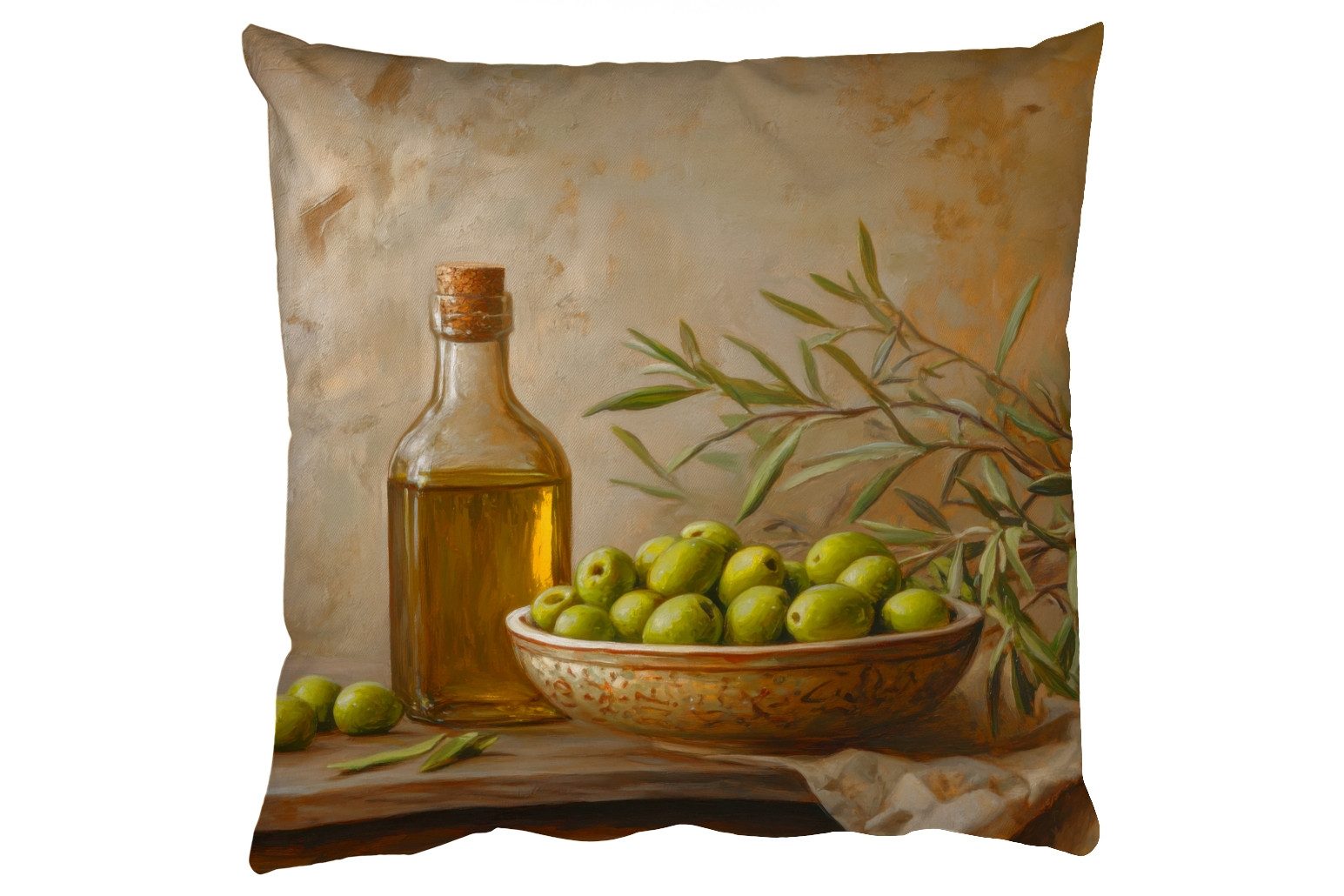 MuchoWow Dekokissen Oliven - Stilleben - Vintage, Zierkissen mit Füllung für Wohnzimmer, Sofakissen, 40x40 cm