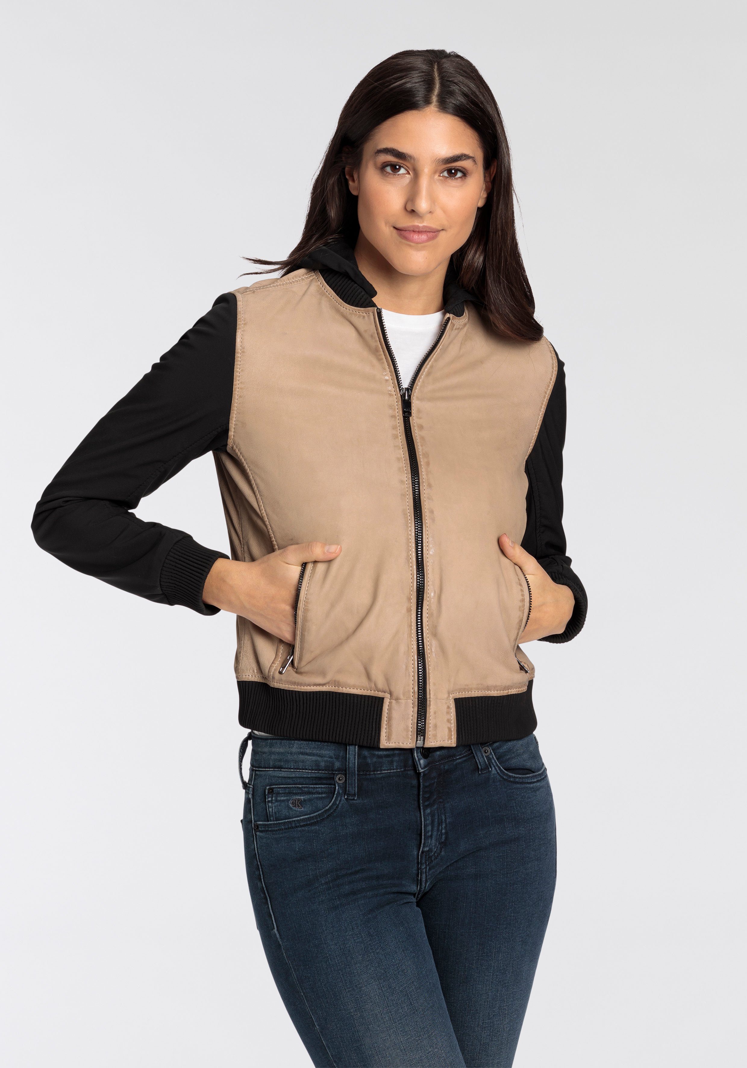Mauritius Lederjacke GWHanja OT im Materialmix günstig online kaufen