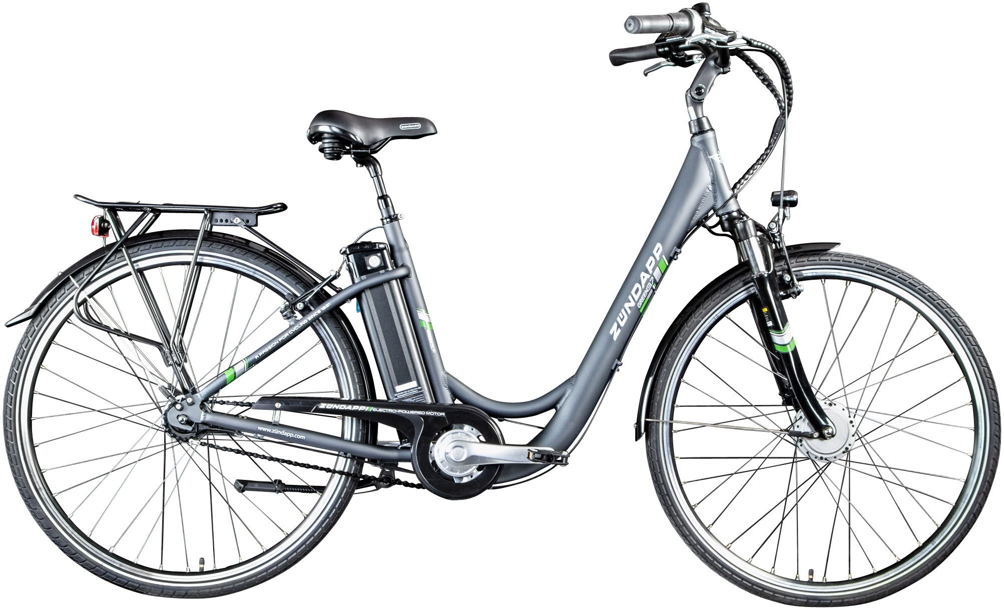 Zündapp E-Bike Cityrad Green 3.7, 7 Gang, Nabenschaltung, Frontmotor, 374 Wh, Pedelec, Elektrofahrrad für Damen u. Herren
