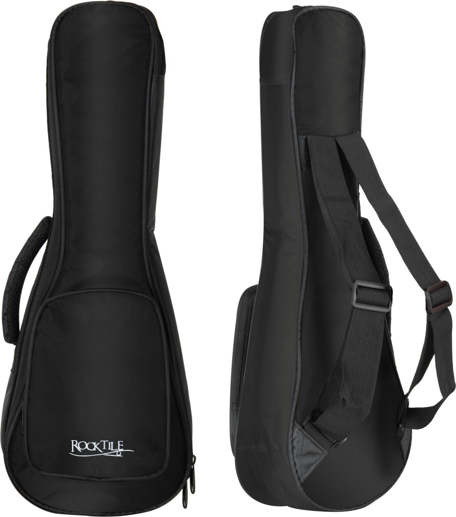 Rocktile Gitarrentasche Tasche für Sopran-Ukulele Schwarz, Gigbag & reißfestes, wasserabweisendes Außenmaterial | Gitarrentaschen