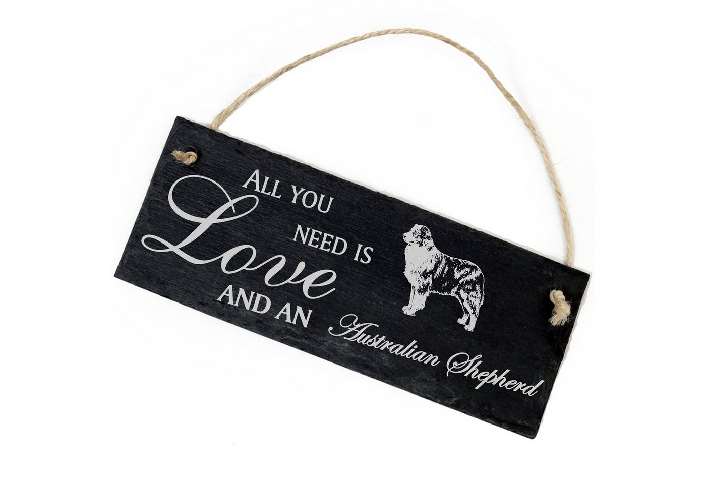Dekolando Hängedekoration Australian Shepherd 22x8cm All you need is Love and an Australian She
