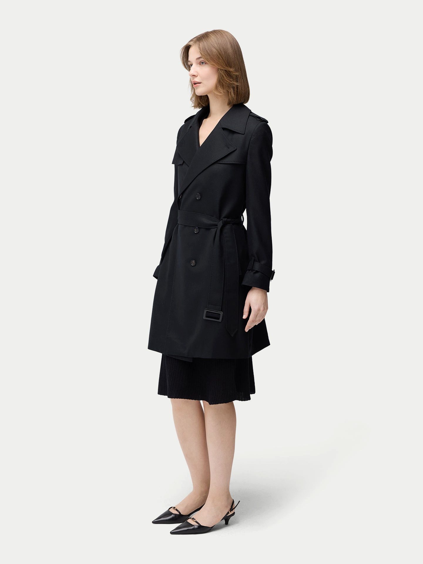 GOBI Cashmere Wollmantel Doppelreihiger Kaschmir Trenchcoat