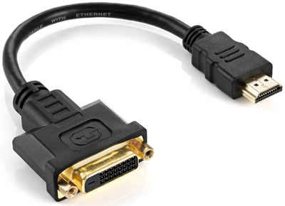 Poppstar HDMI Stecker auf DVI Buchse (Adapter 19 Pin auf 24+1 DVI-D) HDMI-Adapter, vergoldete Kontakte, 12 cm Kabel