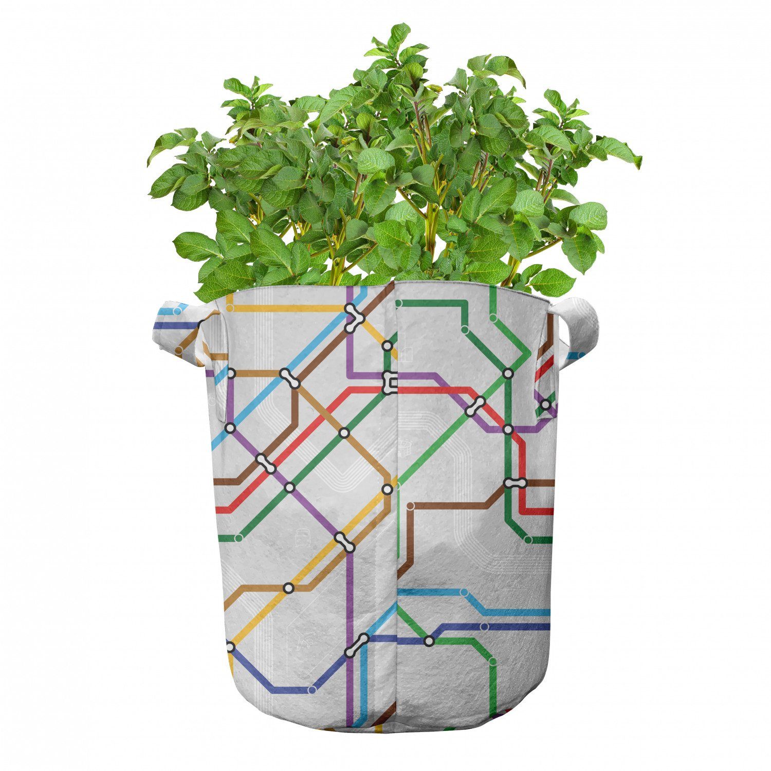 mit Griffen Pflanzkübel hochleistungsfähig Strecke Vibrant Pflanzen, Stofftöpfe für Striped Abakuhaus Karte Metro