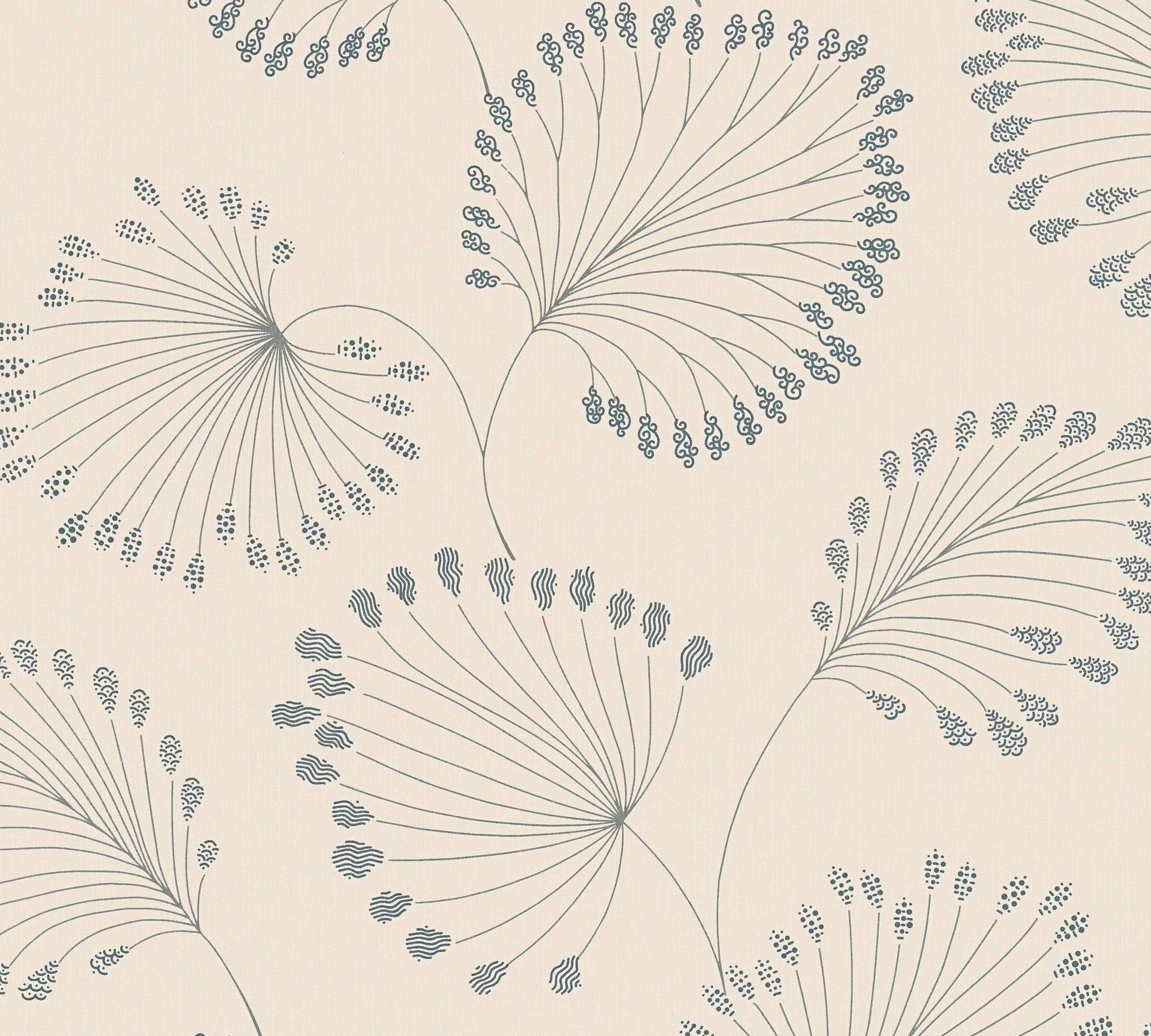 A.S. Création Architects Paper Vliestapete Alpha, glatt, botanisch, floral, glänzend, Tapete Blumen silberfarben/metallicblau/creme