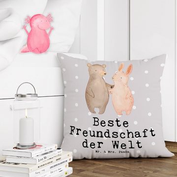 Mr. & Mrs. Panda Dekokissen Hase Beste Freundschaft der Welt - Grau Pastell - Geschenk, Sofakisse, Weiche Mikrofaser