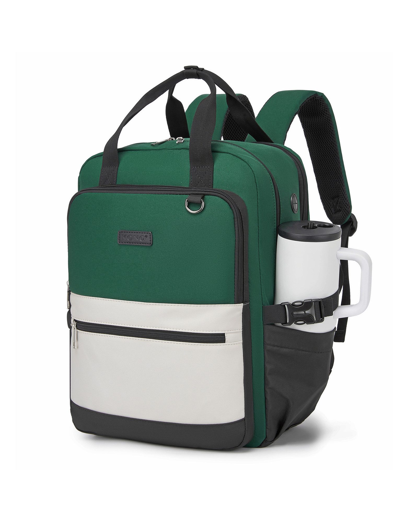 KONO Rucksack für Damen – Wasserdichter 2-in-1-Laptoprucksack, 15,6 Zoll