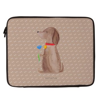 Mr. & Mrs. Panda Laptop-Hülle 20 x 28 cm Hund Blume - Hundeglück - Geschenk, Hundeliebe, Hundespruc, Unikat Design