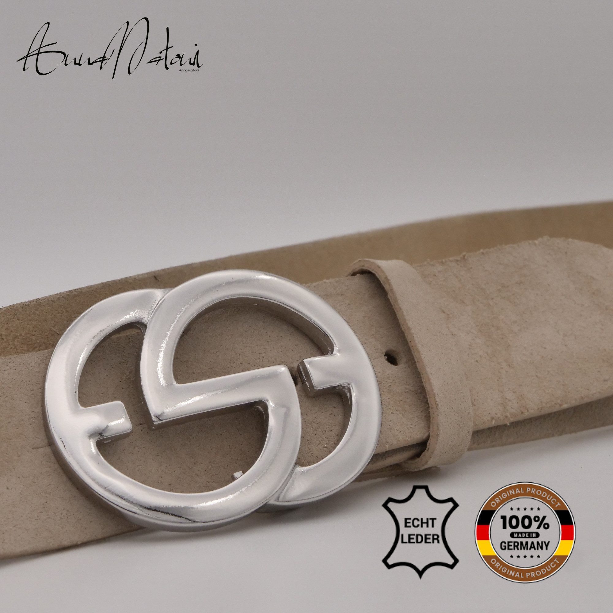AnnaMatoni Ledergürtel AnnaMatoni Damen Ledergürtel in hochwertigem Velour Leder 4cm
