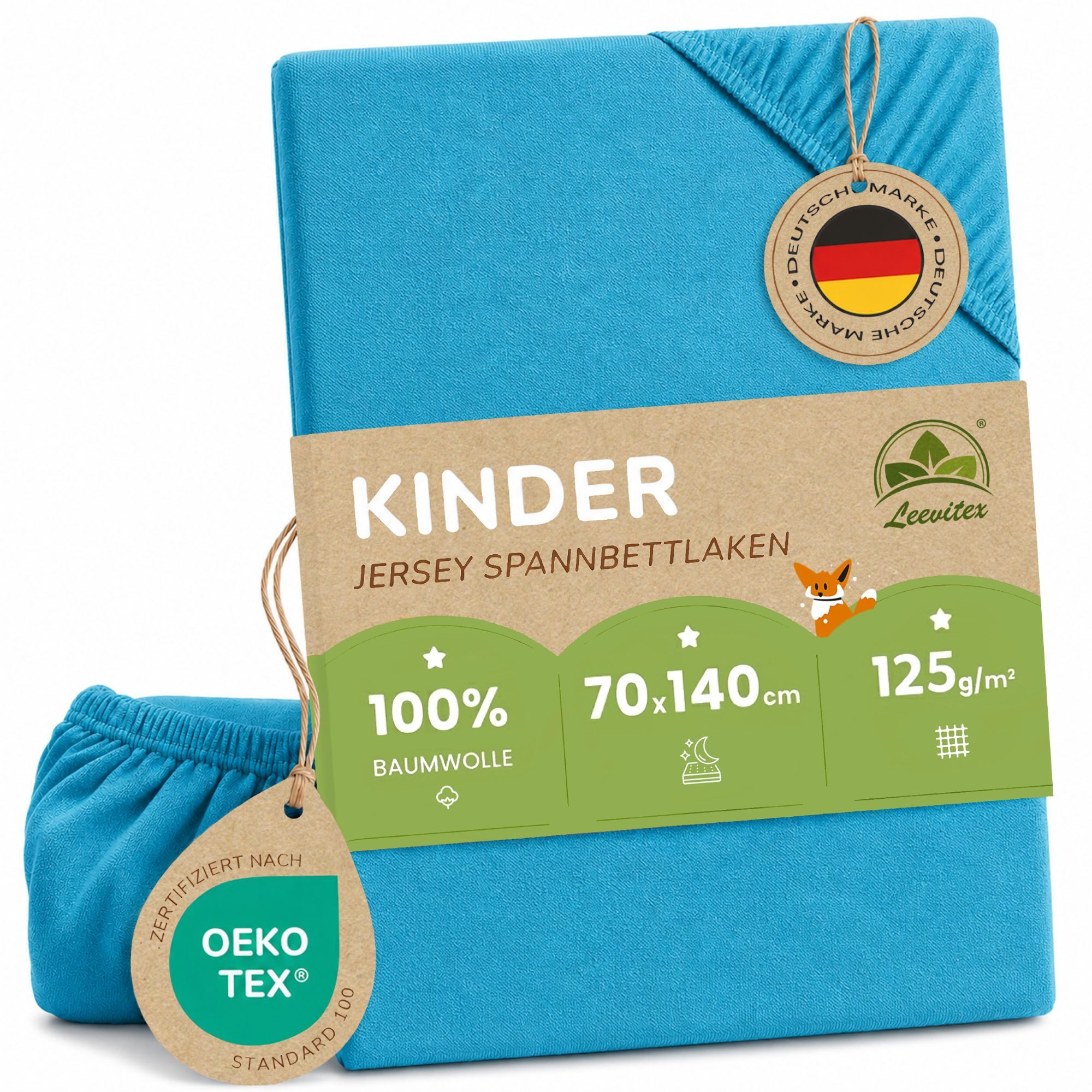 leevitex® Spannbettlaken in verschiedenen Größen und Farben, Jersey aus 100% Baumwolle, Jersey, Gummizug: rundum, (1 Stück), für Kinder- & Standardmatratzen, OEKO-TEX® STANDARD 100 zertifiziert