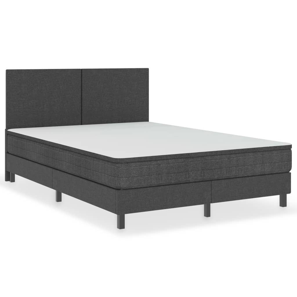 vidaXL Boxspringbett, Boxspring-Bettgestell Grau Stoff 140x200 günstig online kaufen