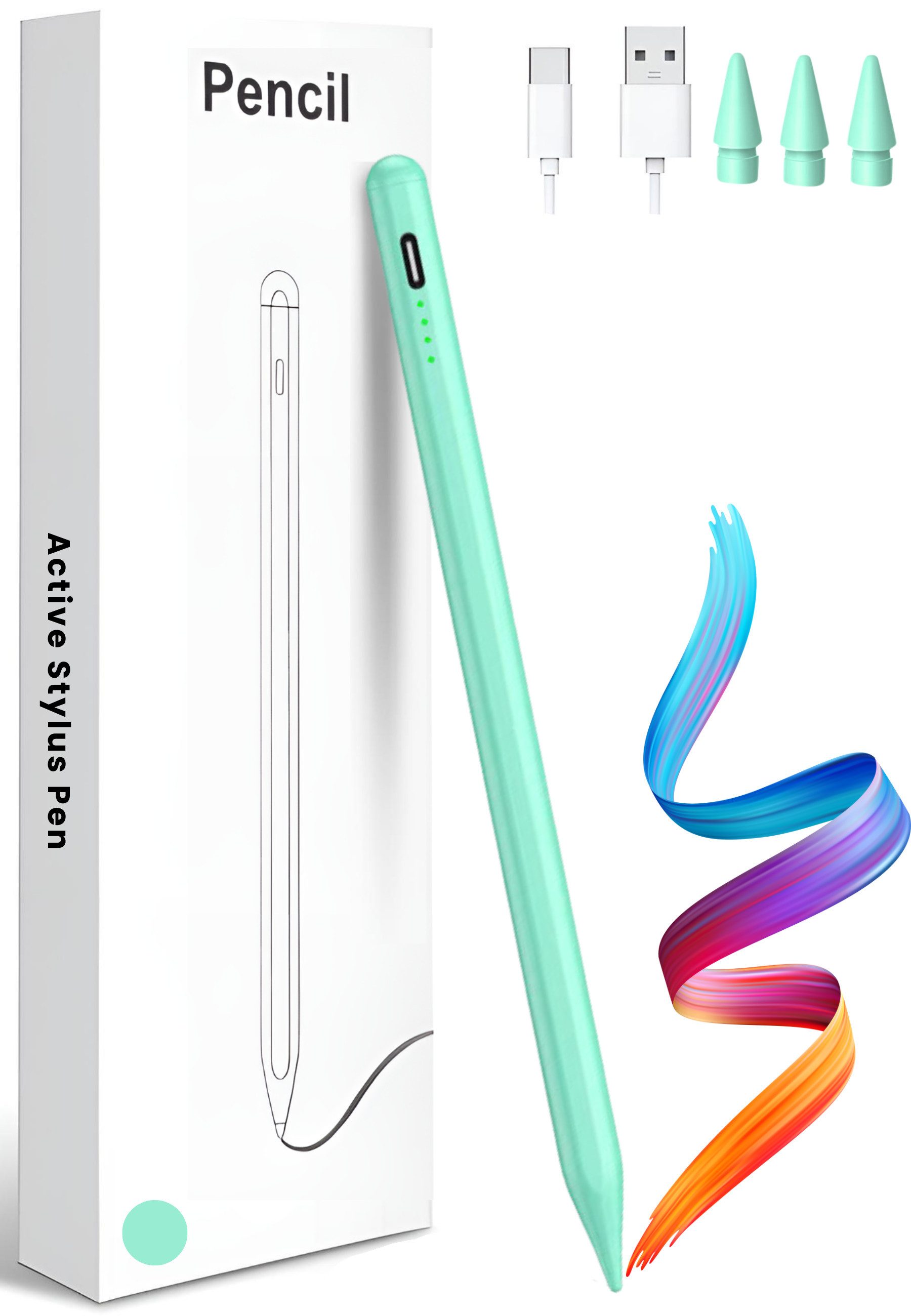 S&T Design Eingabestift Stift für iPad USB-C (2018-2024) Schnellladen für Apple iPads (2018-2024) Планшетыtift Stylus Pencil 2. Generation Pen USB-C V1