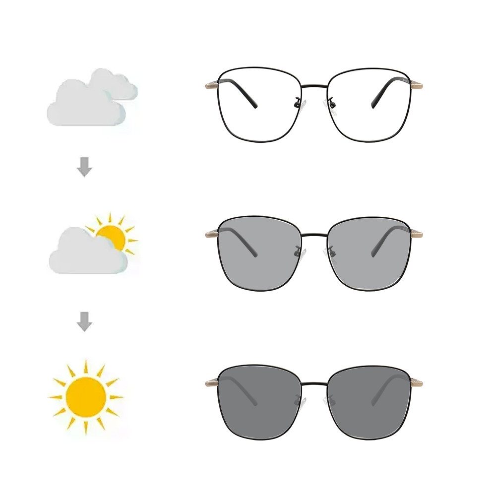 PACIEA Brille Damen Herren Selbsttönend Ohne Sehstärke Metall UV Schutz