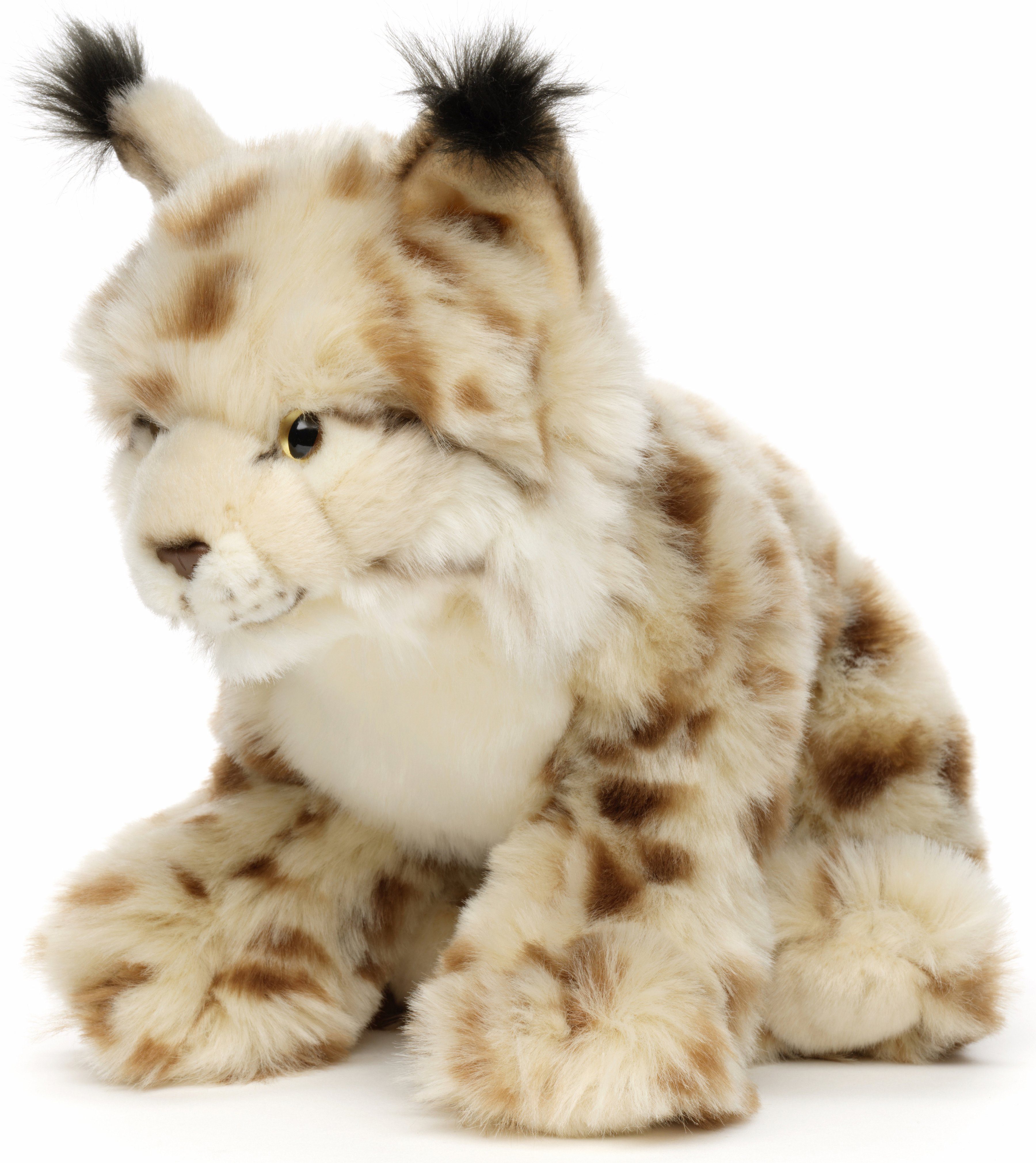 Uni-Toys Kuscheltier Luchs, sitzend - 31 cm (Длина) - Plüsch-Katze - Plüschtier, zu 100 % recyceltes Füllmaterial