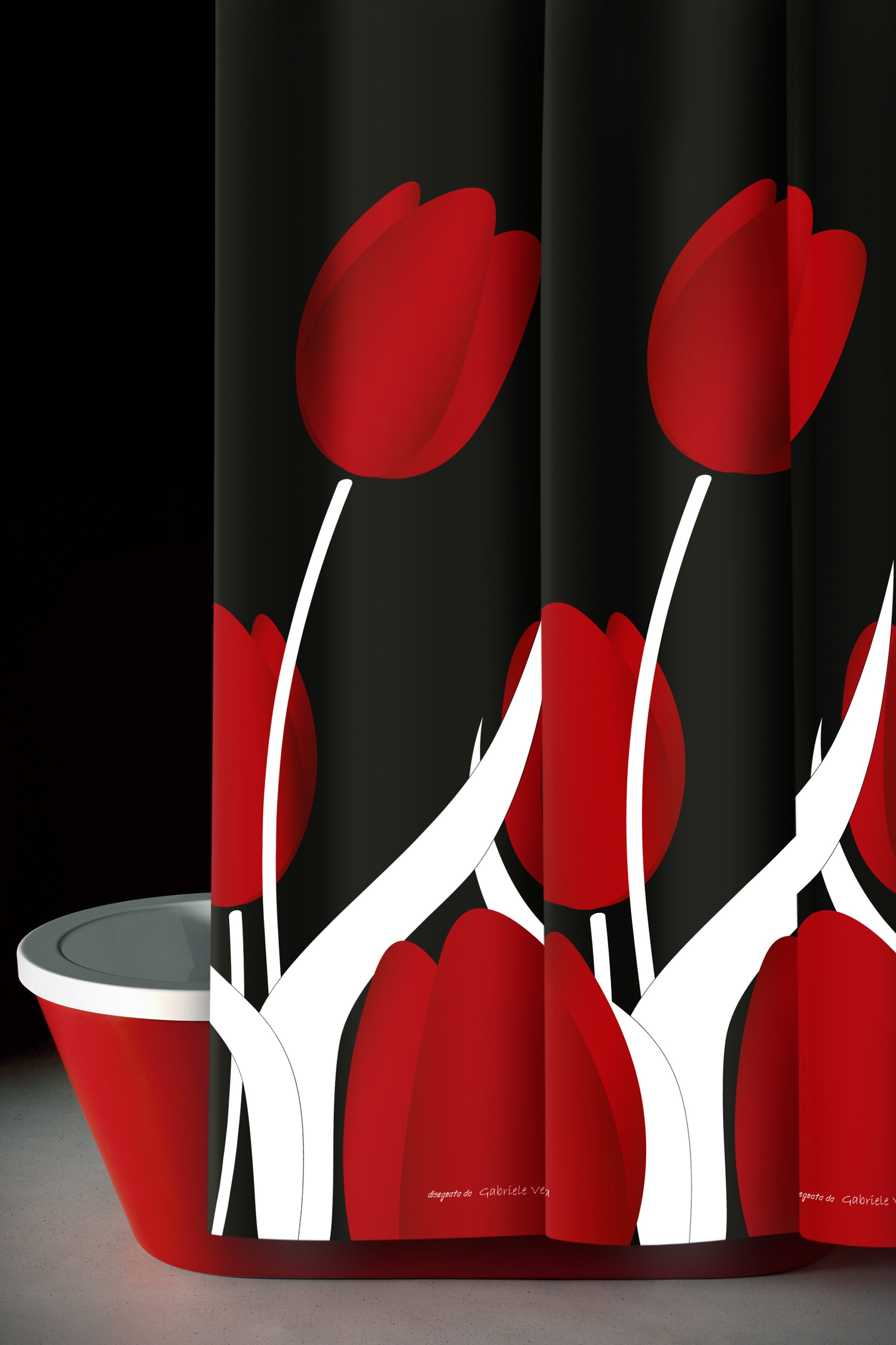 LikeKa Duschvorhang rot,Badevorhang schwarz,Wannenvorhang,Badezimmer Vorhan günstig online kaufen