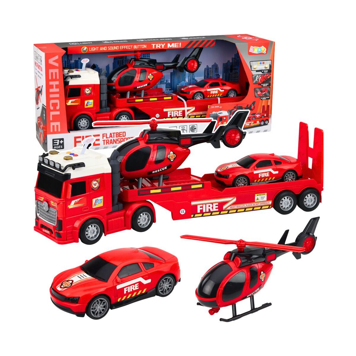 Wisam Spielzeug-Feuerwehr Feuerwehr-Rettungsset mit Abschleppwagen, Auto
