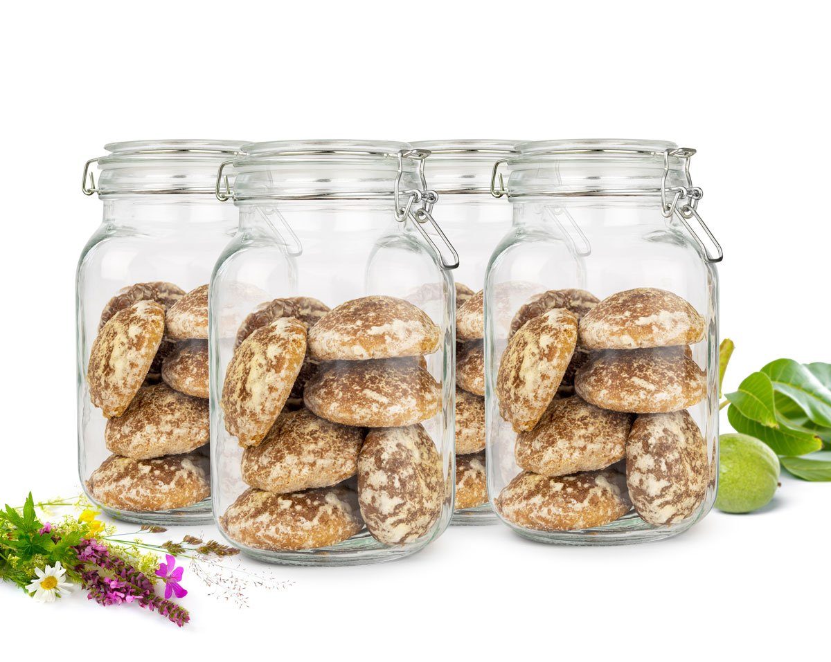Sendez Einmachglas 6 Einmachgläser 2 L mit Bügelverschluss 10 Etiketten Stift 6x Dichtung, Glas, (6-tlg)
