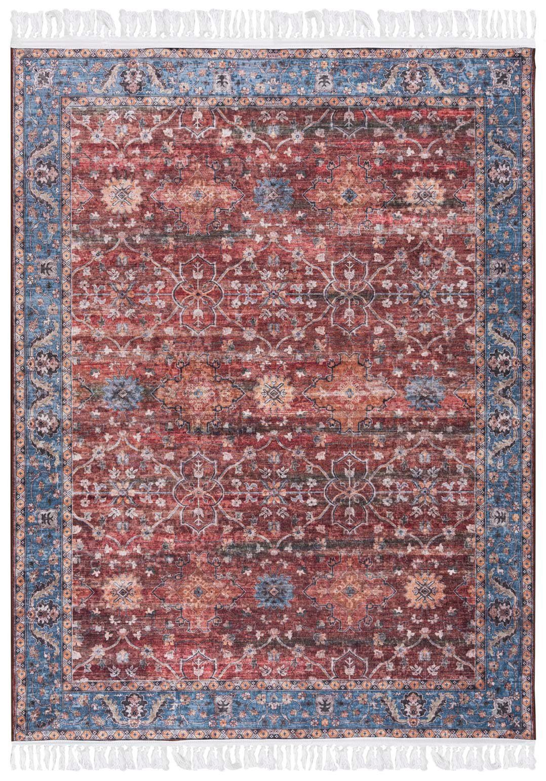 Mazovia Orientteppich Teppich Oriental Orientteppich Wohnzimmer Orient Muster Rot, 80 x 150 cm, Fußbodenheizung, Всеrgiker geeignet, Rutschfest